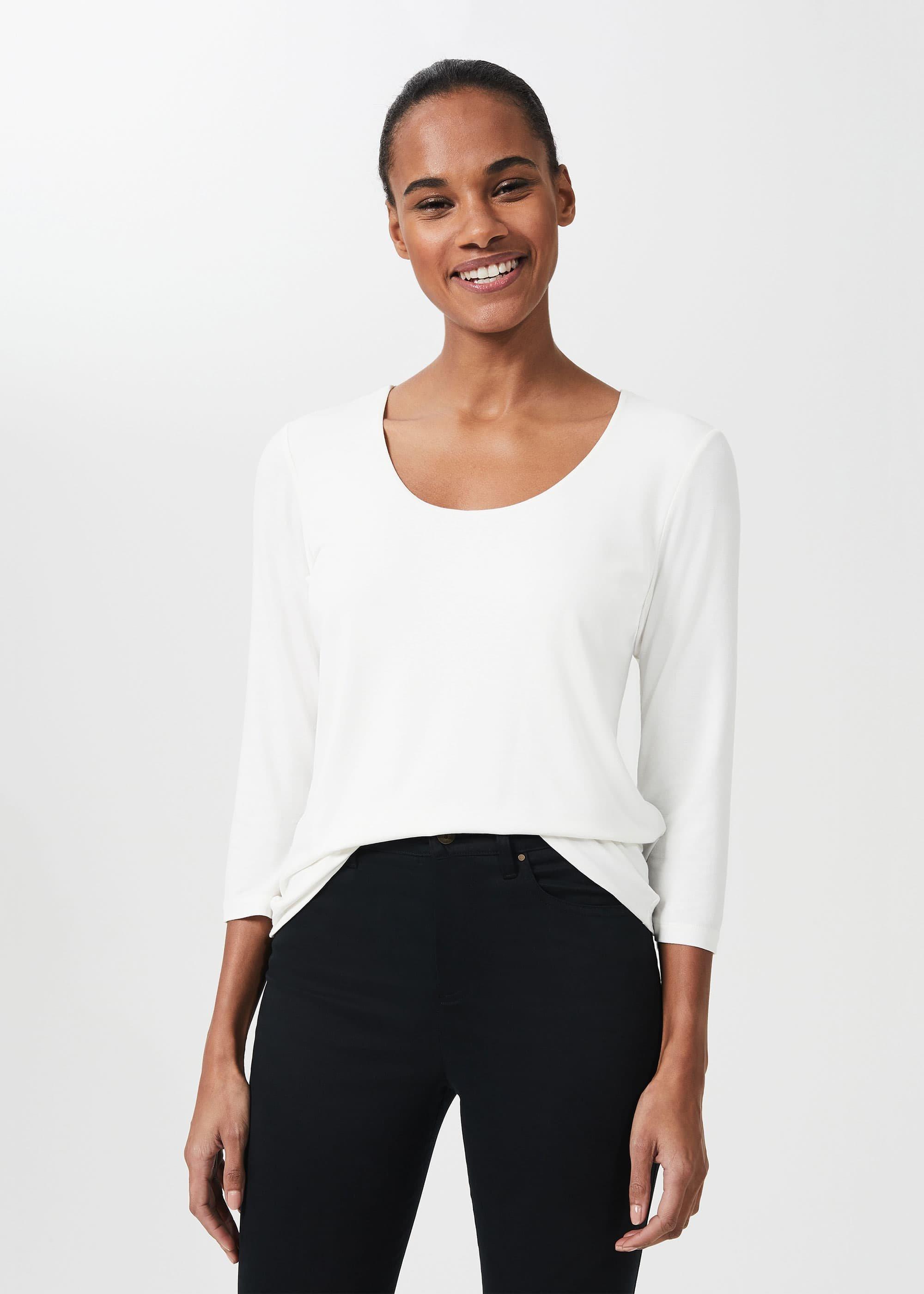 Daisy Double Fronted Top, Ivory, hi-res