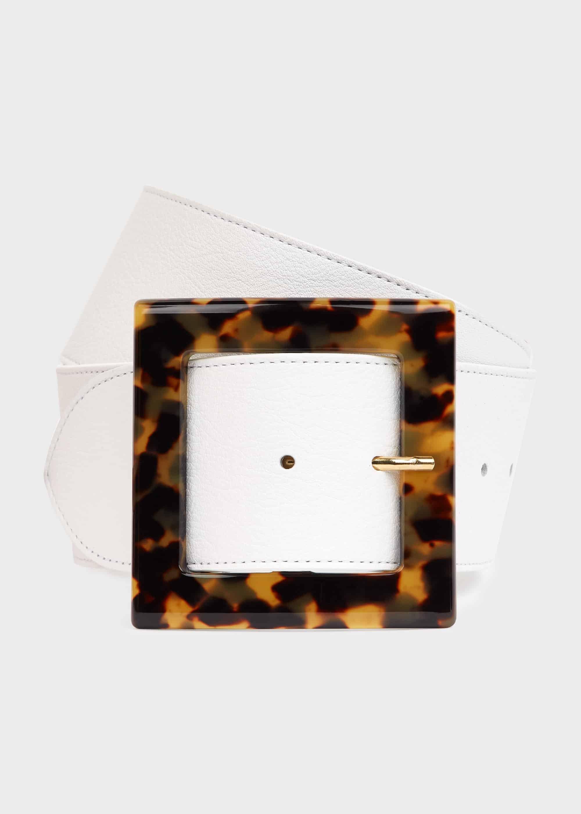 Olivia Leather Belt , White, hi-res