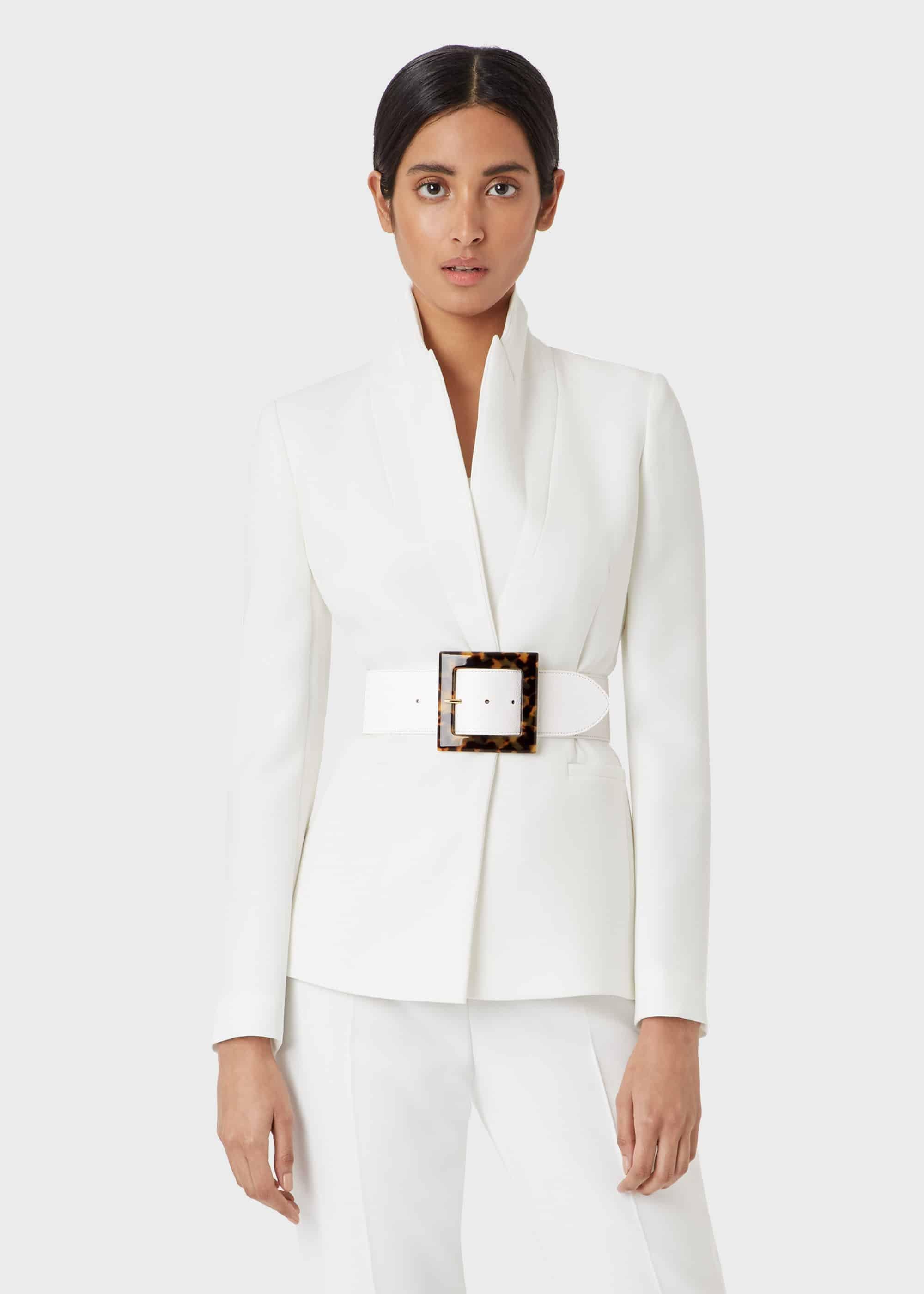 Olivia Leather Belt , White, hi-res