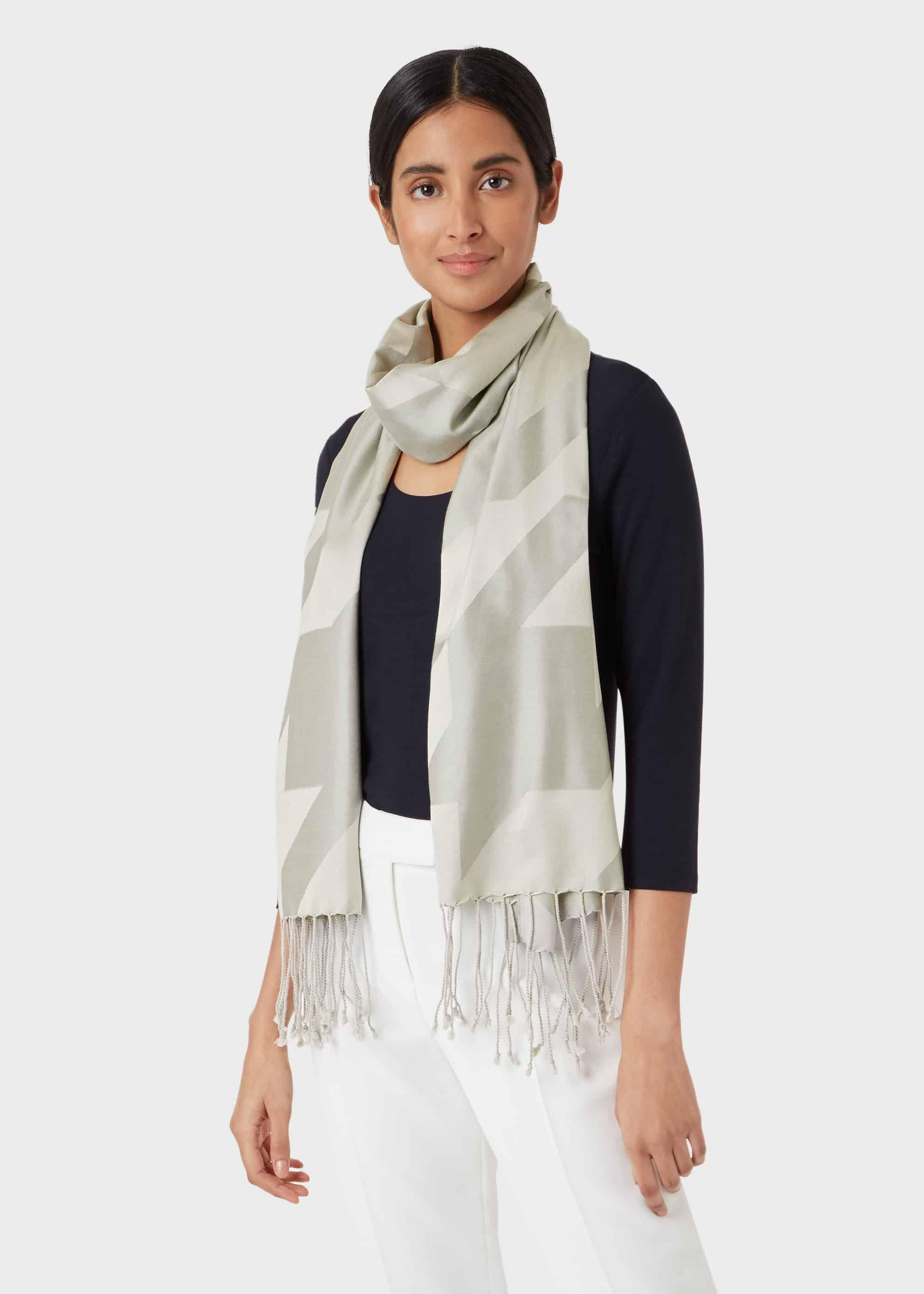 Sienna Silk Scarf, Oyster, hi-res