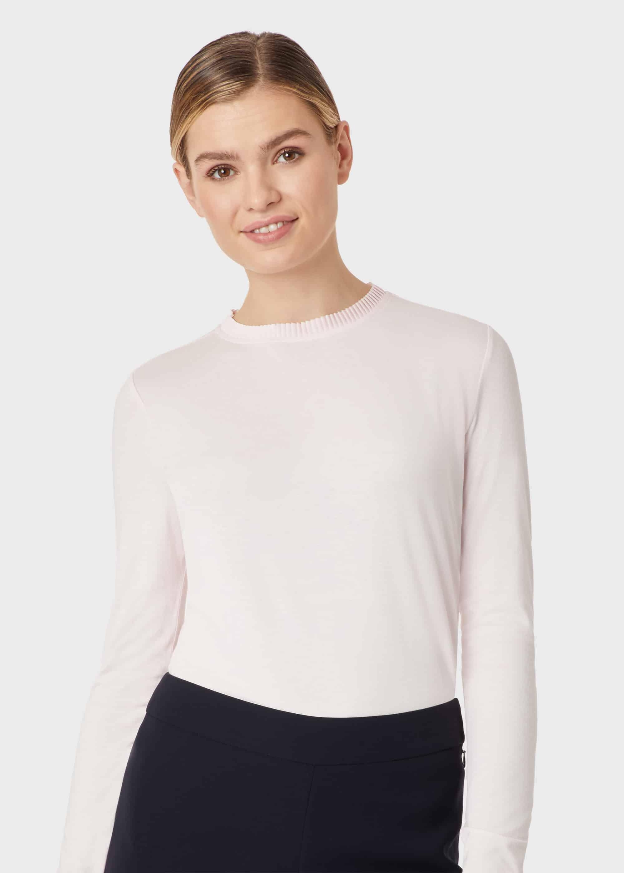 May Frill Collar Top, Pale Pink, hi-res