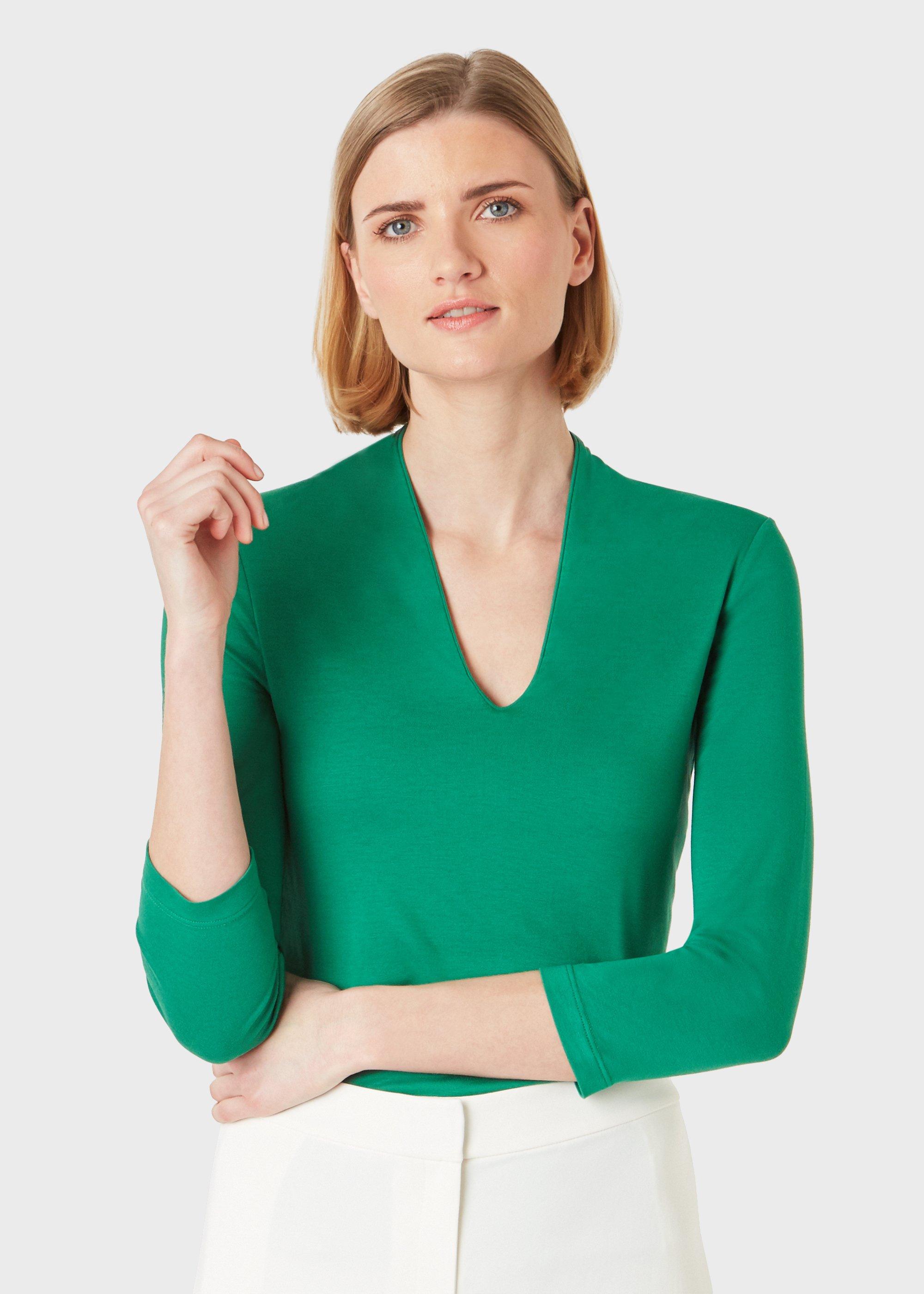 Aimee Double Fronted Top, Green, hi-res
