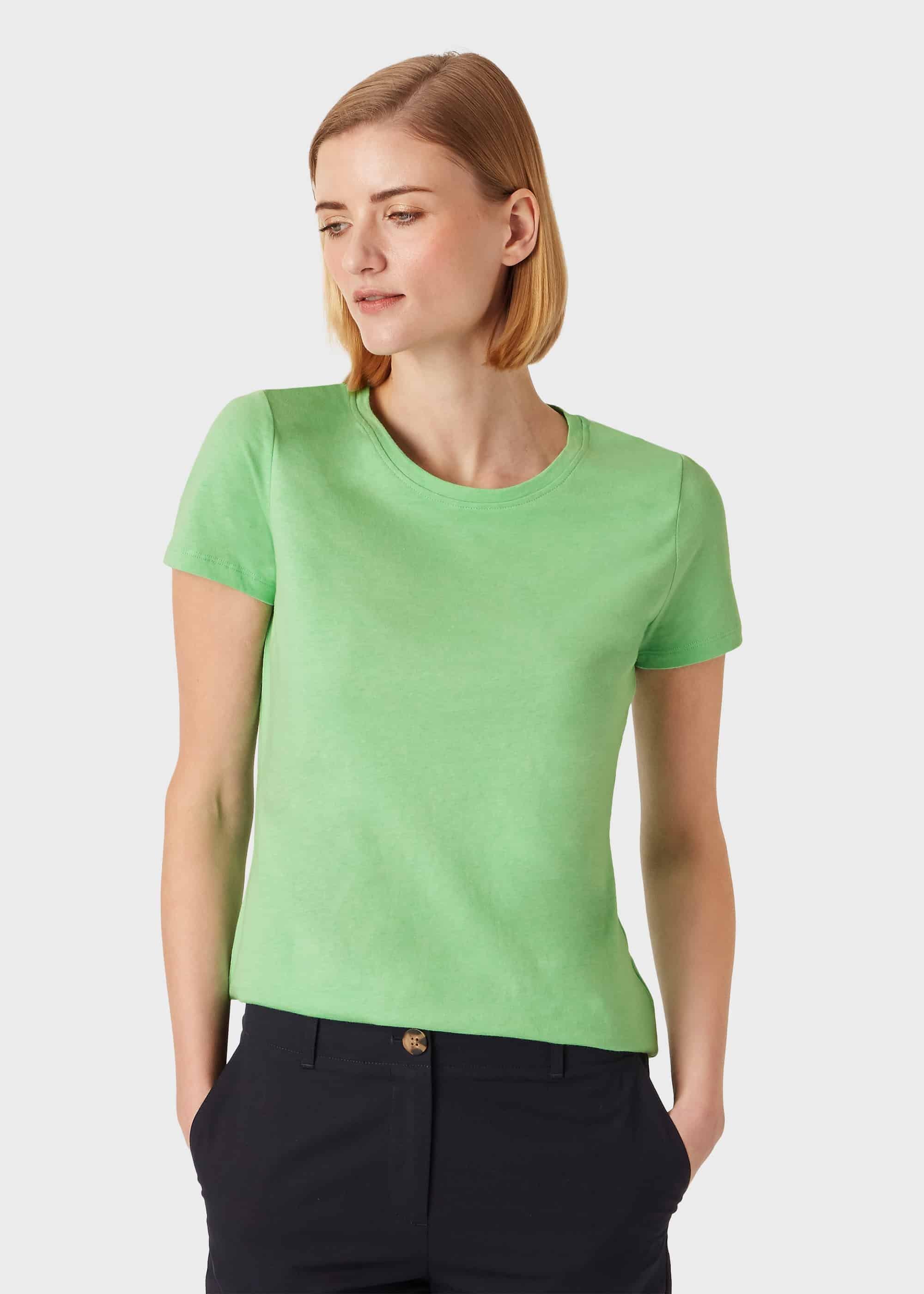 Pixie Cotton T-Shirt, Green Marl, hi-res