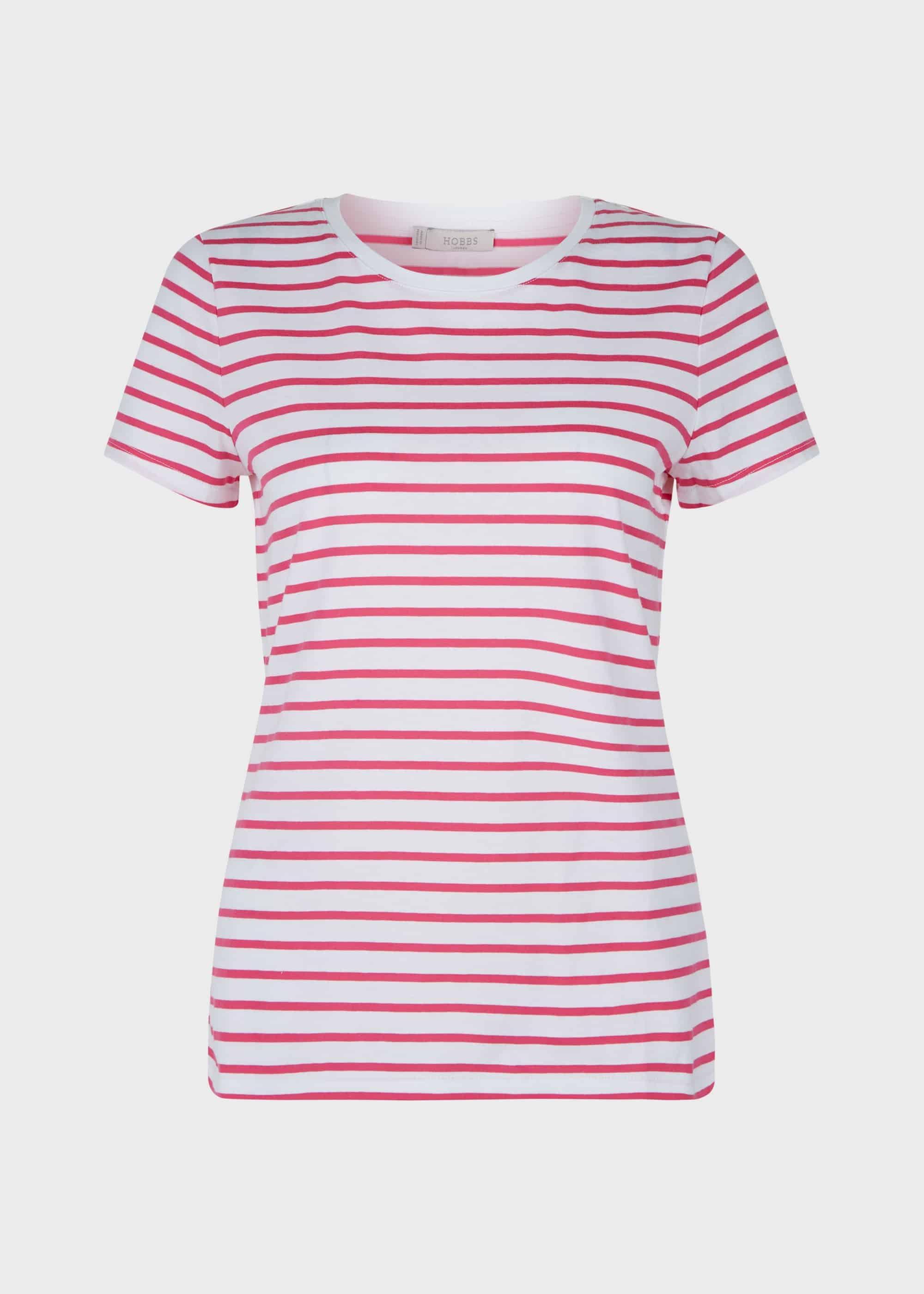 Pixie Cotton Stripe T-Shirt, White Pink, hi-res
