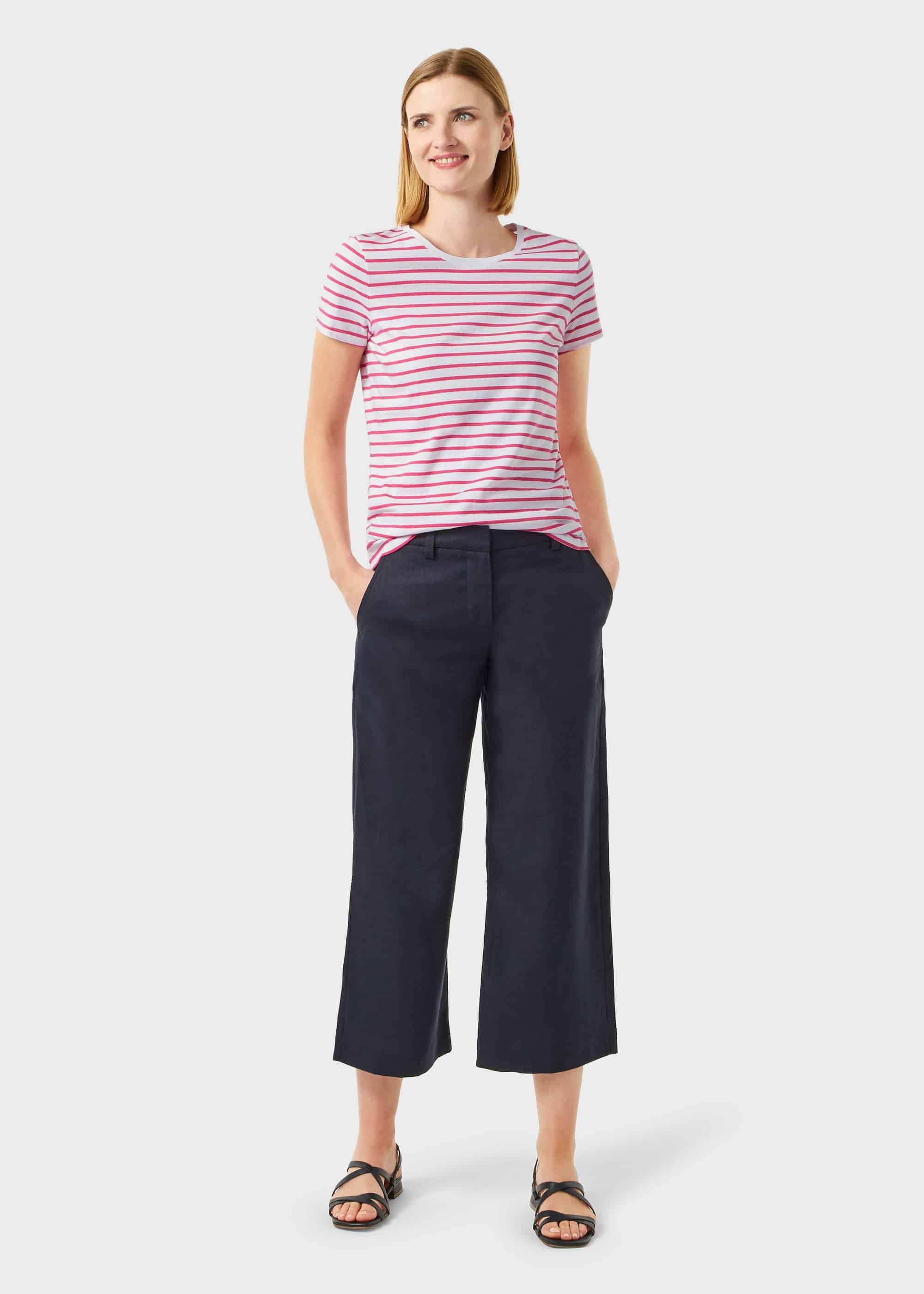 Pixie Cotton Stripe T-Shirt, White Pink, hi-res