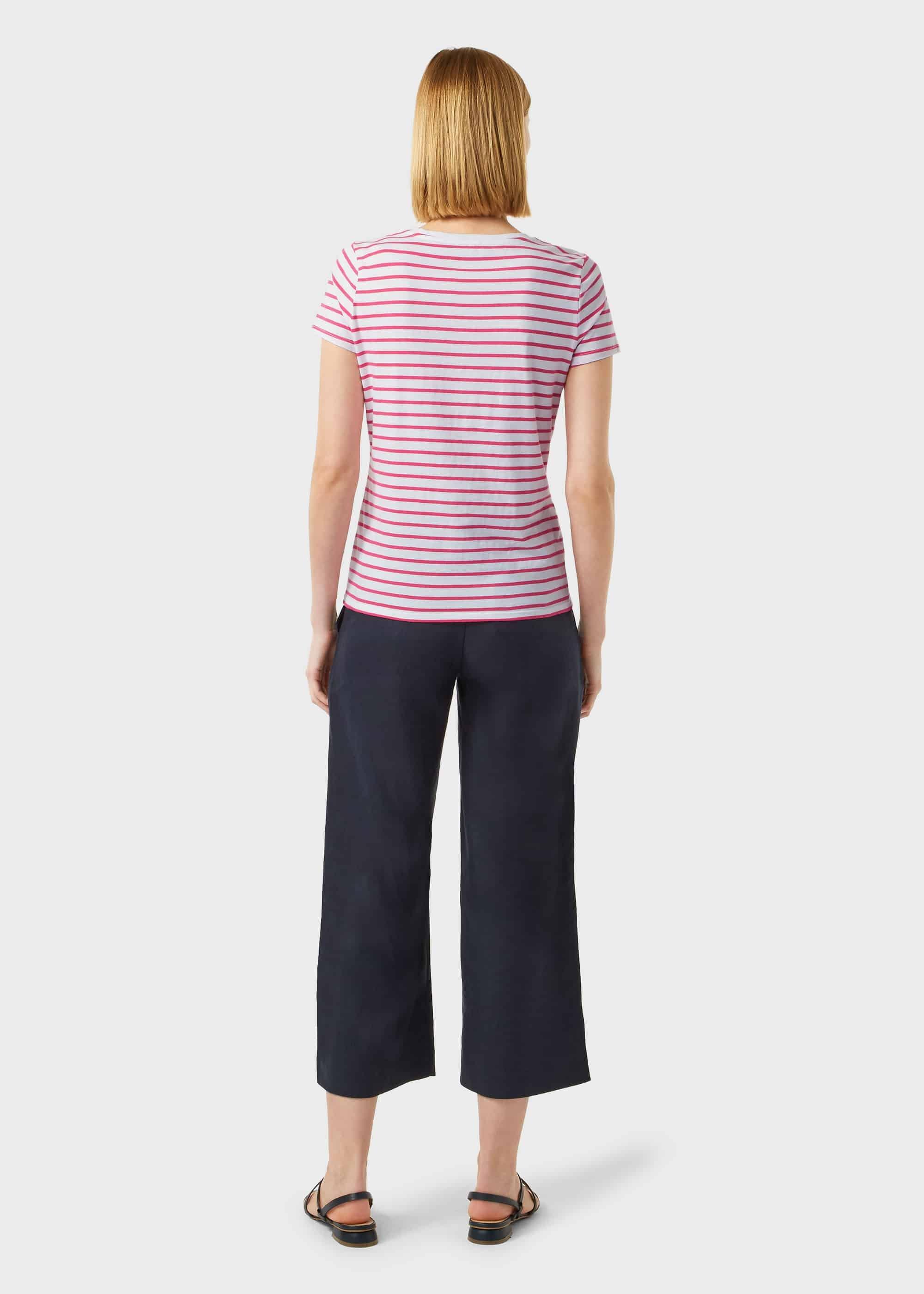 Pixie Cotton Stripe T-Shirt, White Pink, hi-res