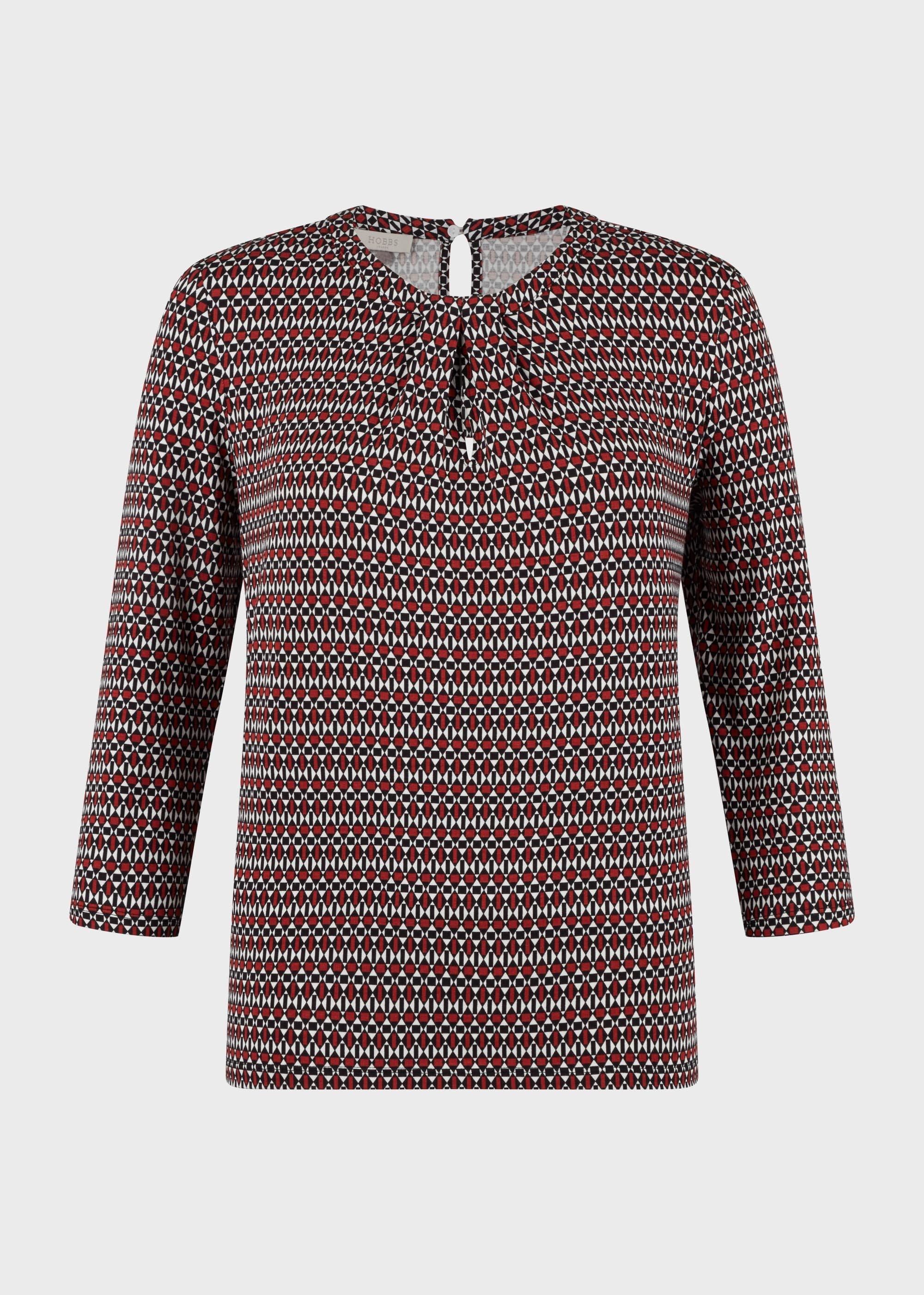 Julia Printed Top, Rust Ivory, hi-res