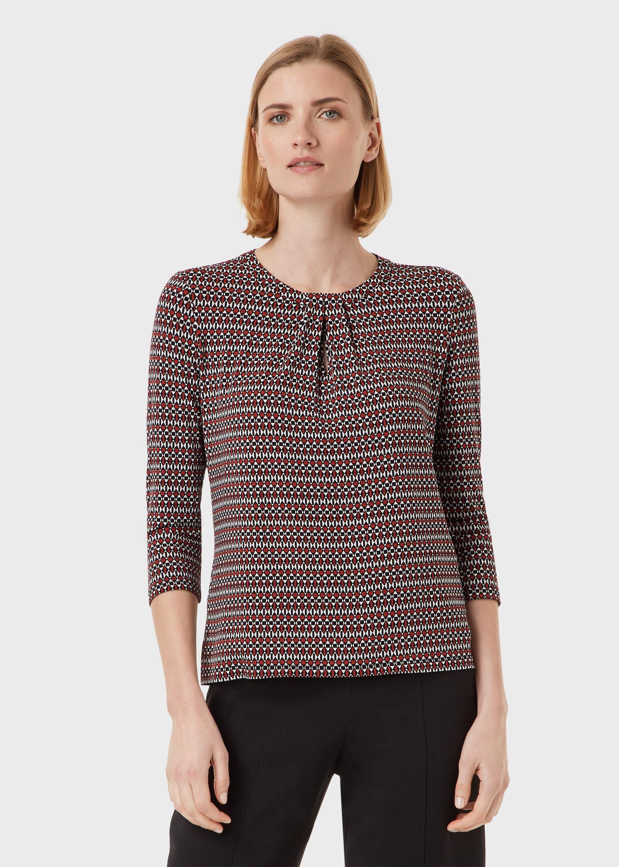 Julia Printed Top, Rust Ivory, hi-res