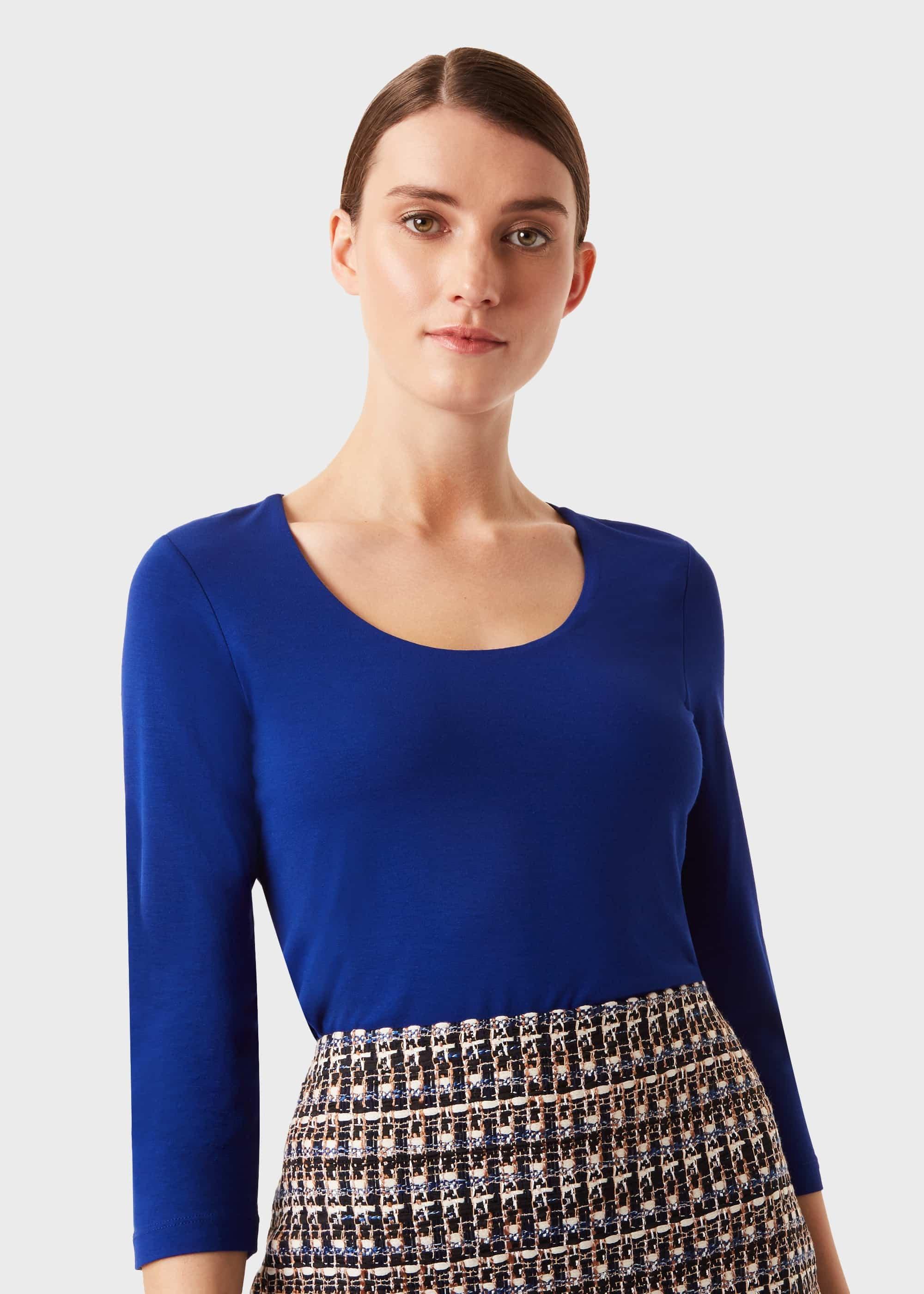 Daisy Double Fronted Top, Cobalt, hi-res