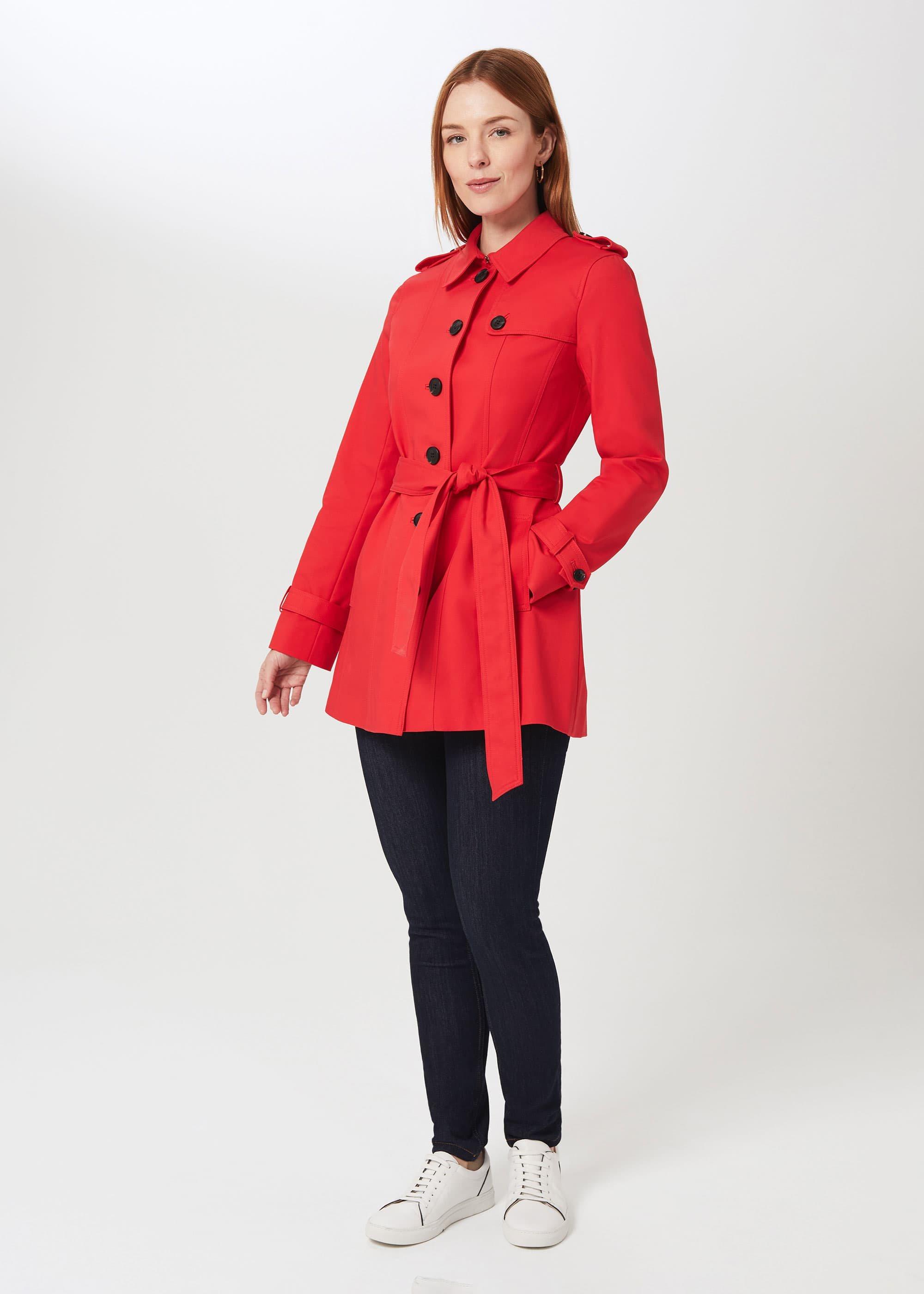 Ella Water Resistant Mac, Red, hi-res