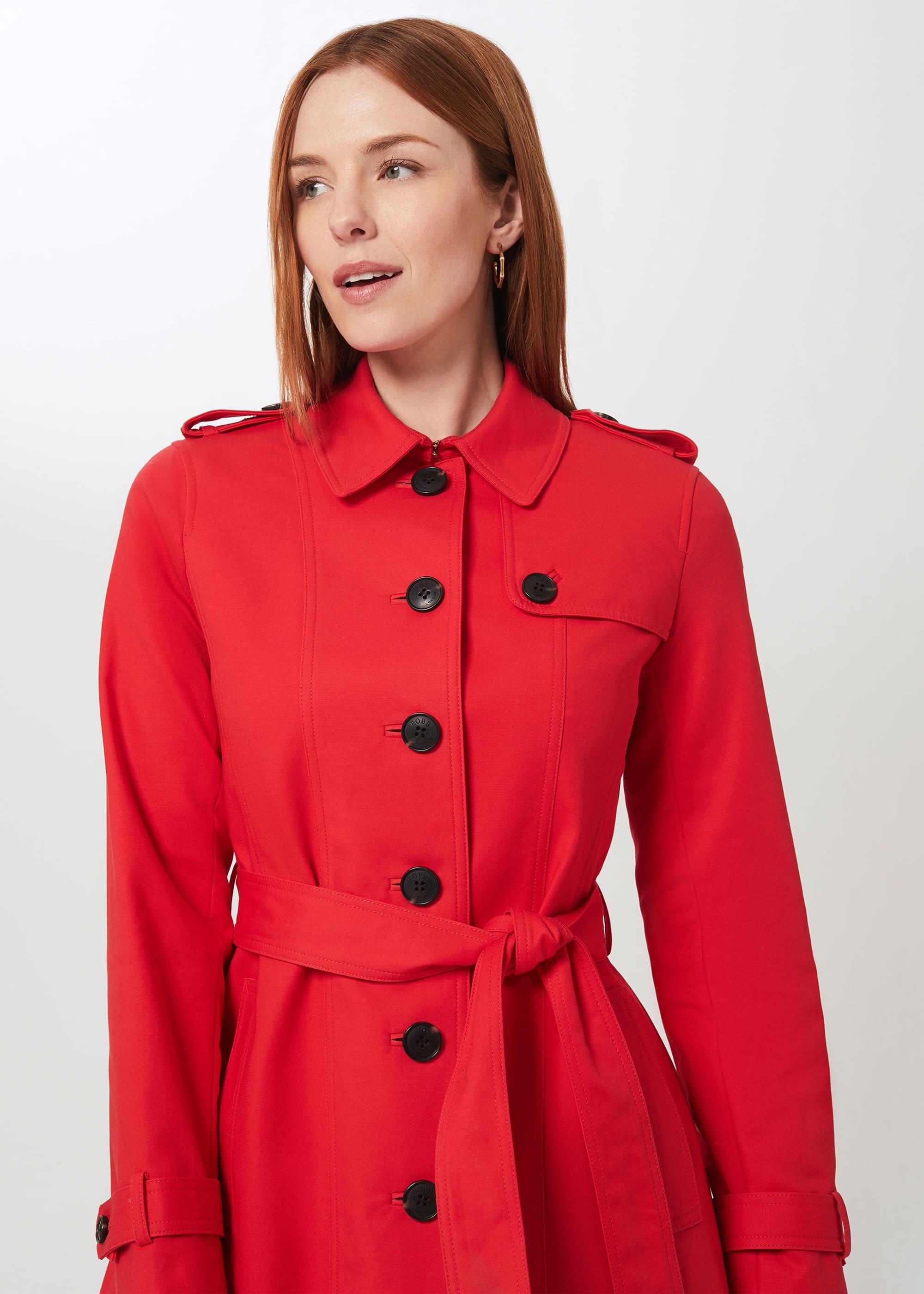 Ella Water Resistant Mac, Red, hi-res