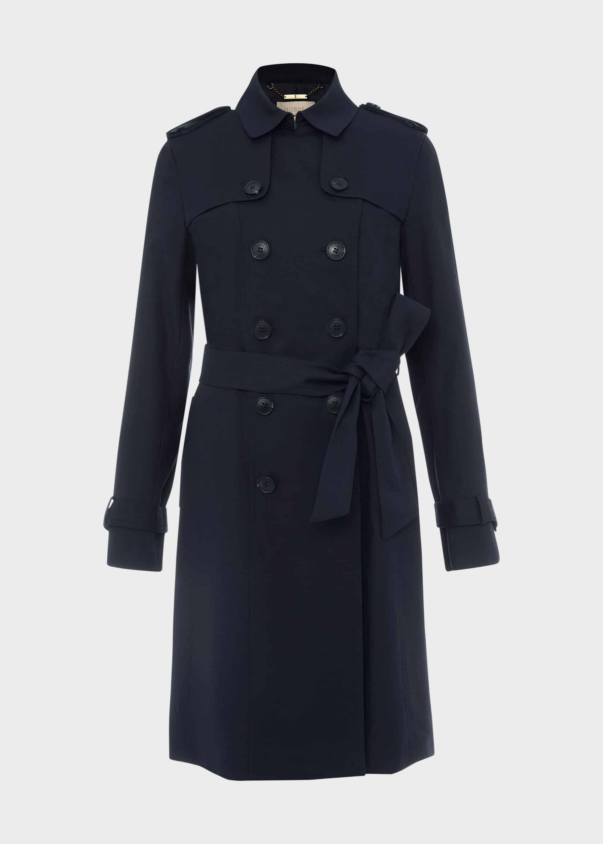 Saskia Water Resistant Trench Coat, Navy, hi-res