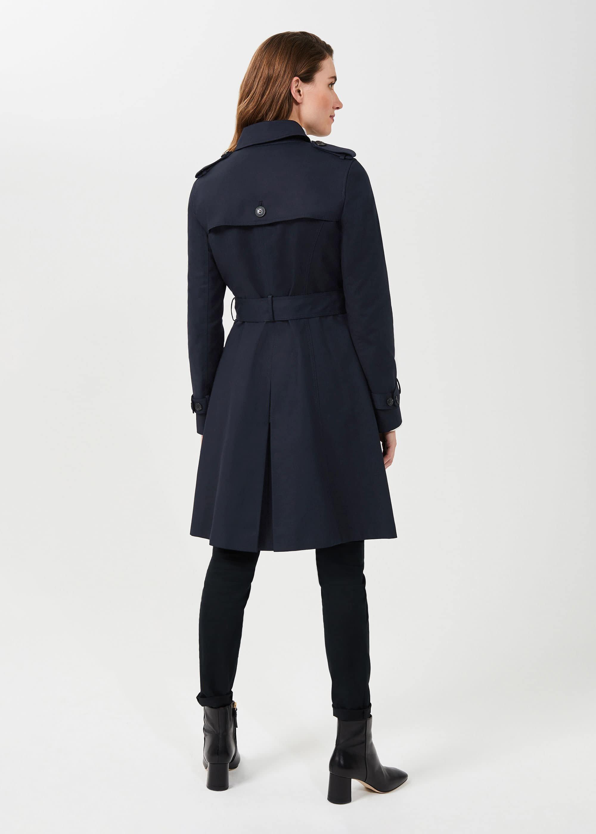 Saskia Water Resistant Trench Coat, Navy, hi-res