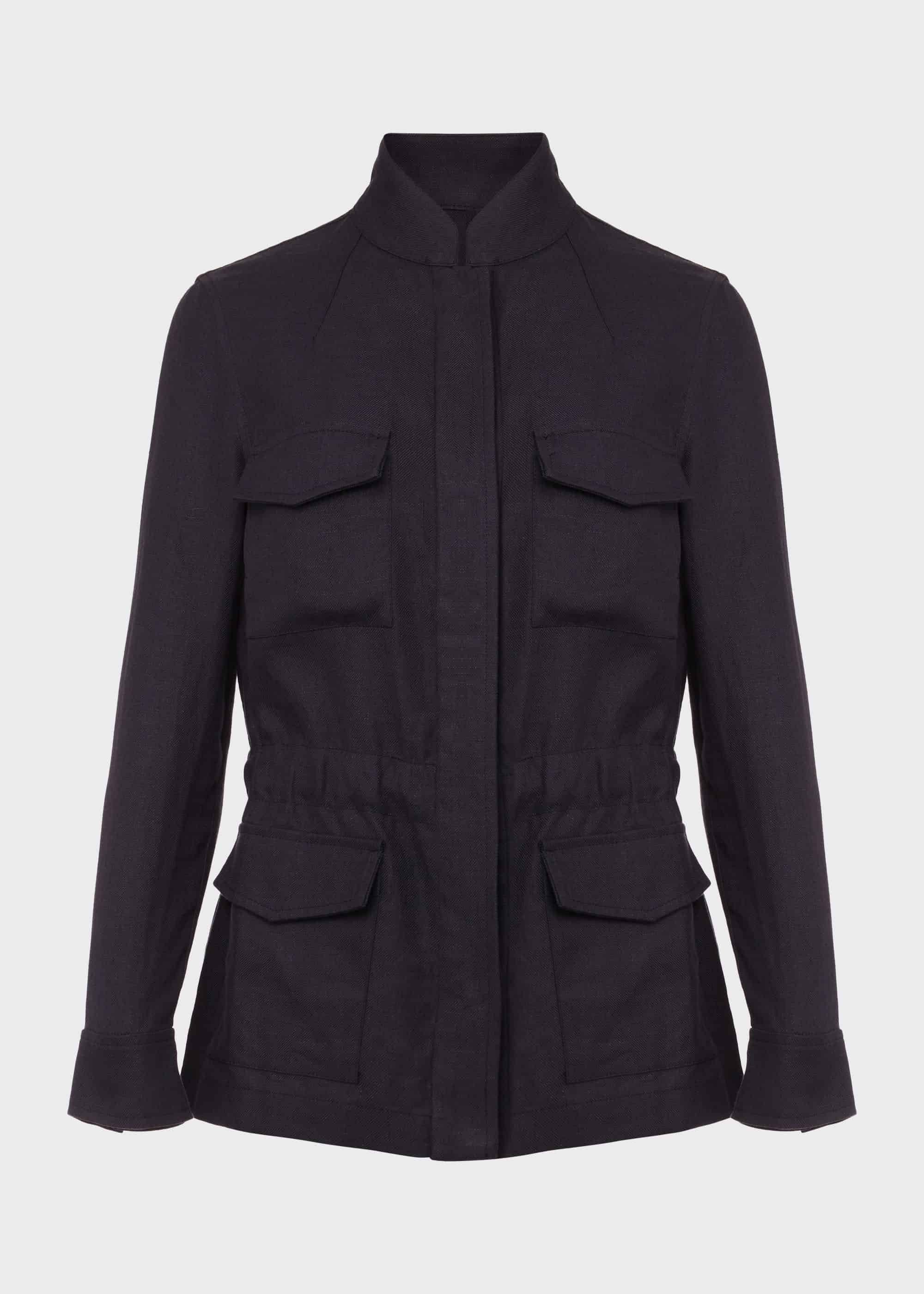 Nessa Linen Blend Jacket, Navy, hi-res