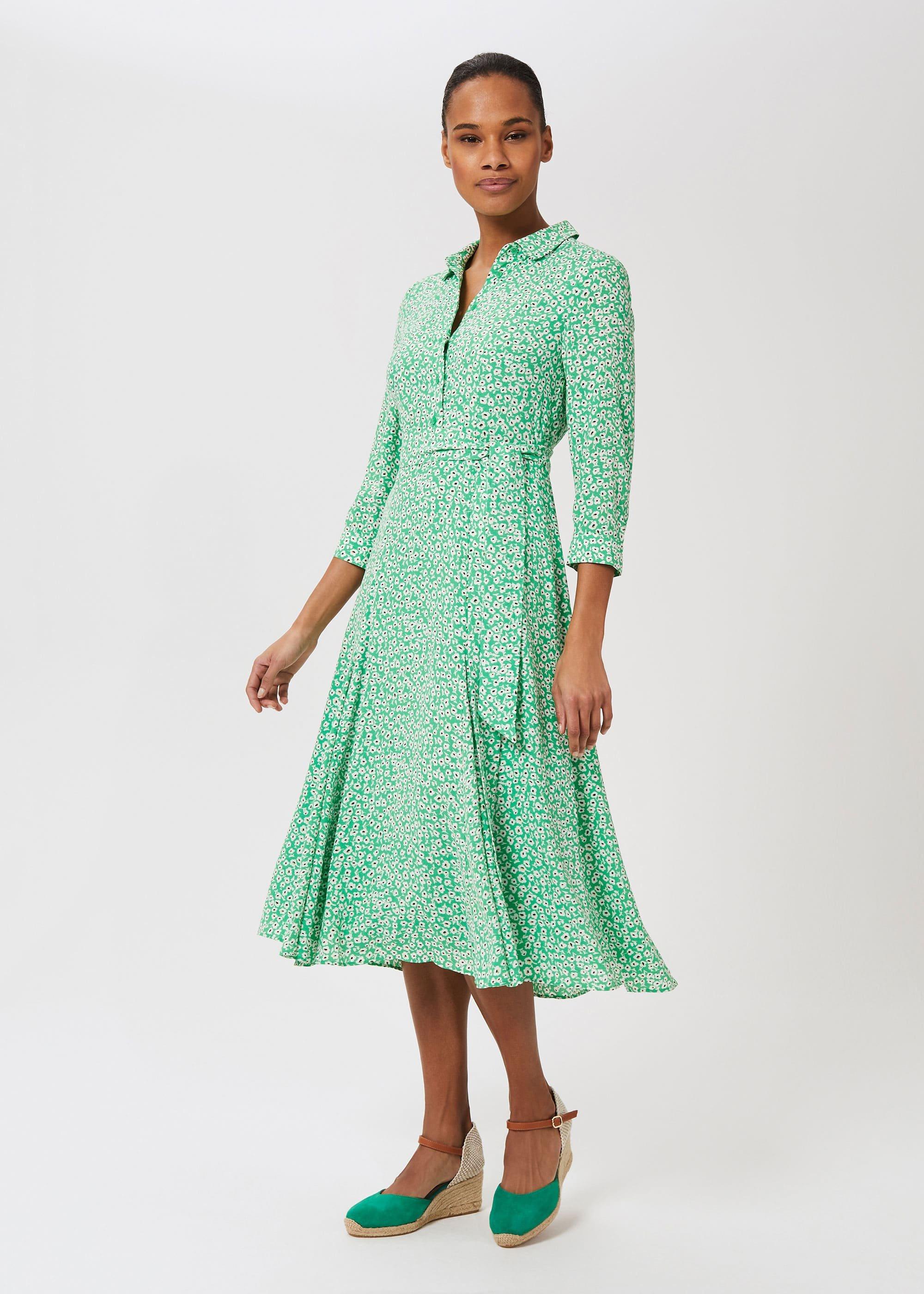 Frederica Floral Midi Dress, Green Multi, hi-res