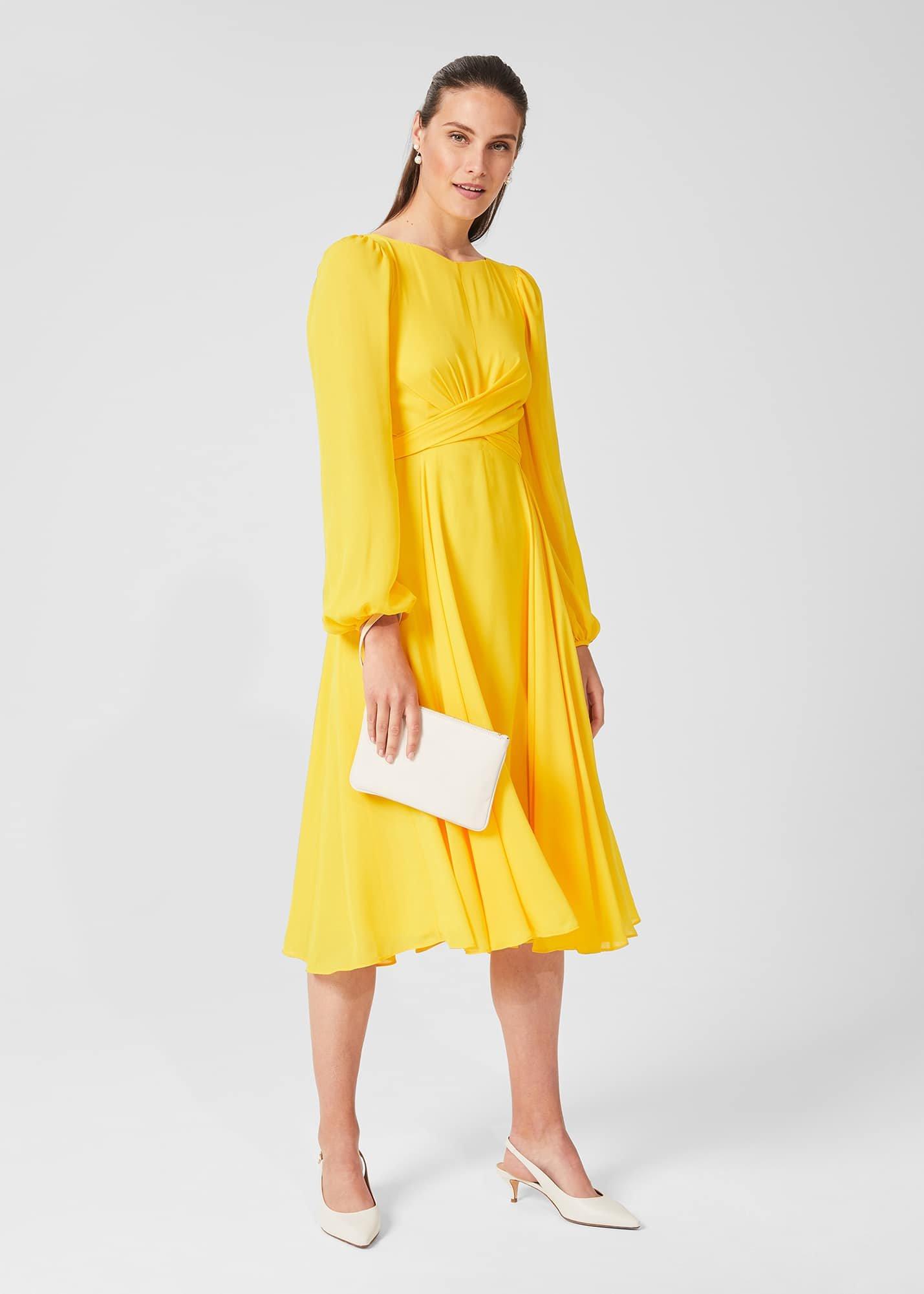 Sadie Fit And Flare Dress, Yellow, hi-res