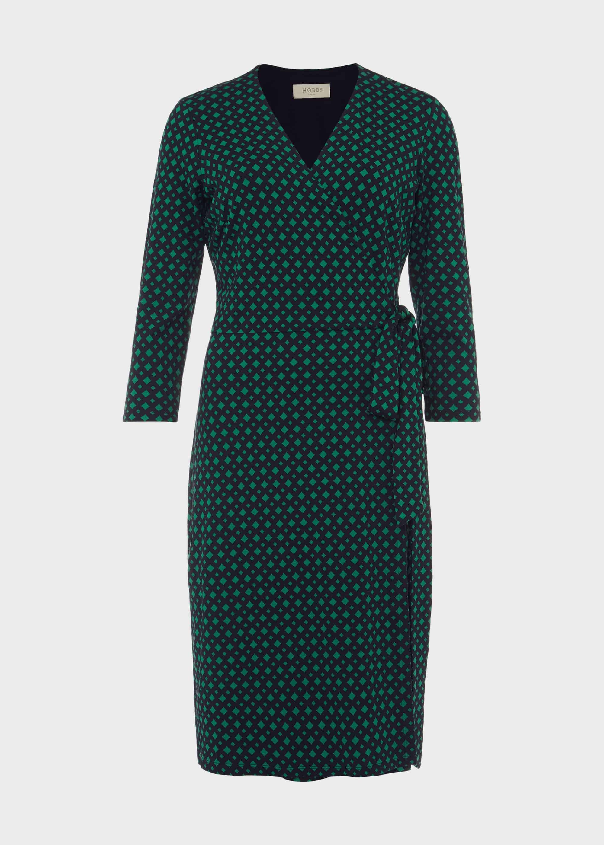 Delilah Jersey Wrap Dress, Navy Green, hi-res