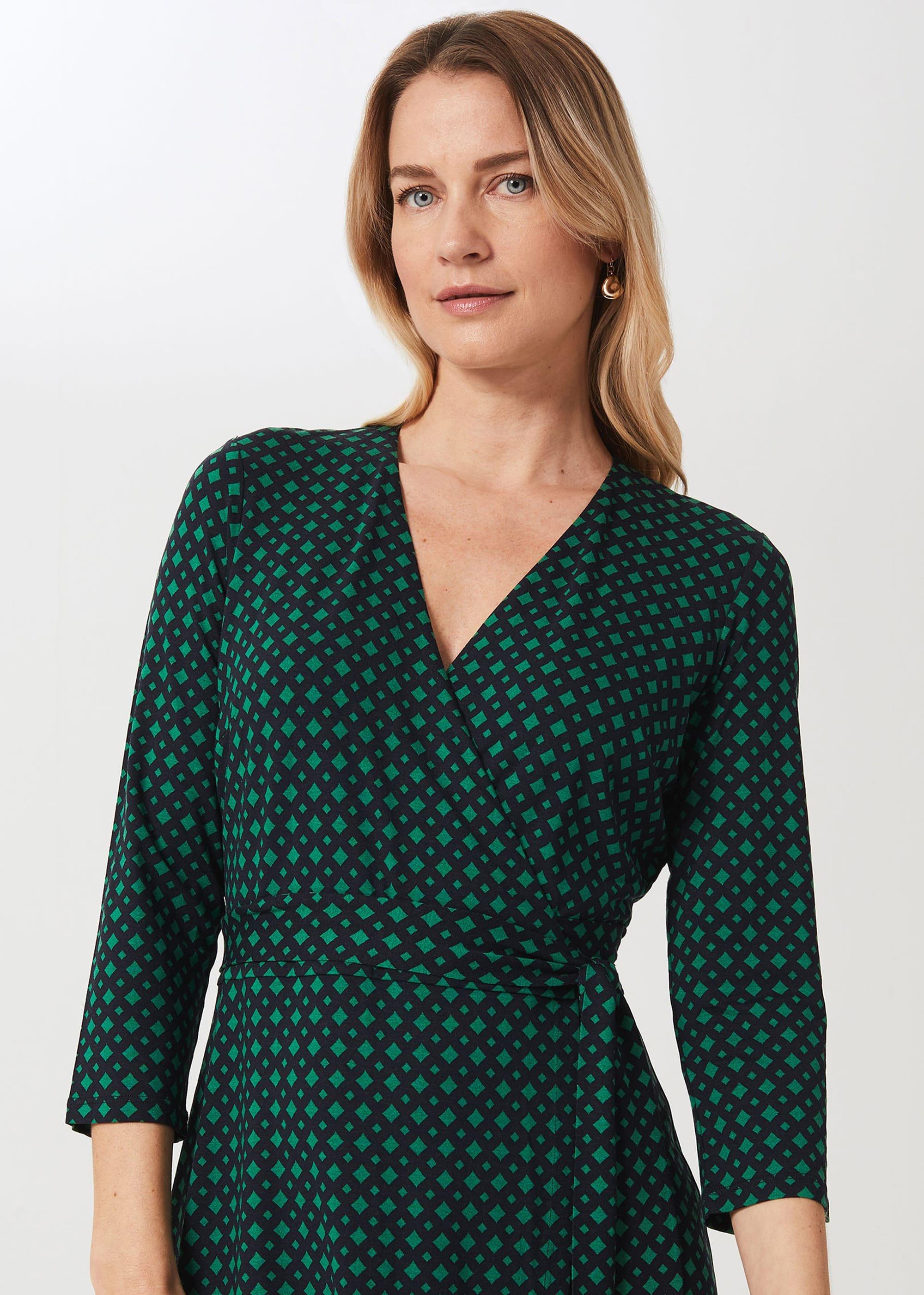 Delilah Jersey Wrap Dress, Navy Green, hi-res
