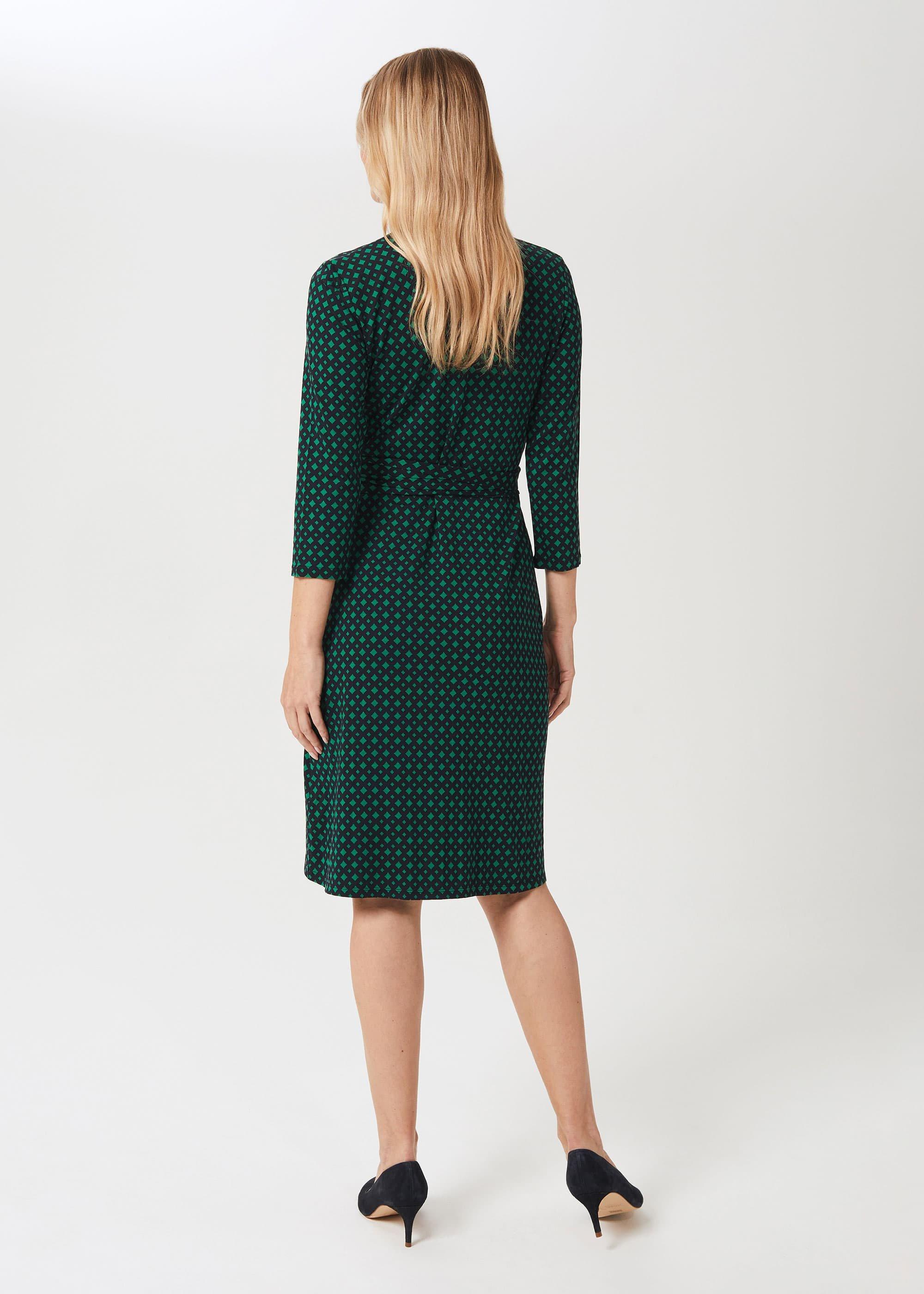 Delilah Jersey Wrap Dress, Navy Green, hi-res