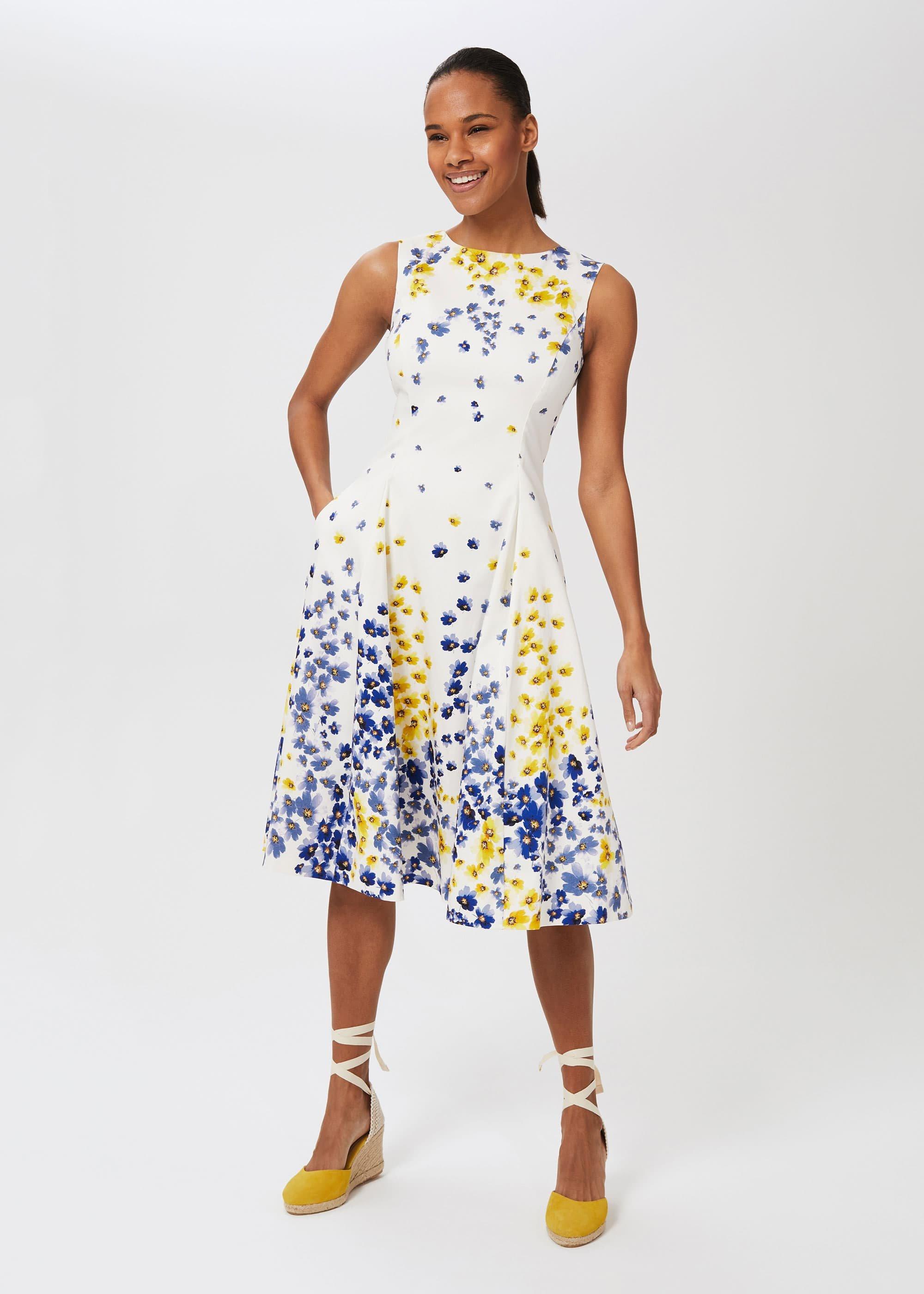 Cleo Cotton Blend Floral Dress, Ivory Multi, hi-res