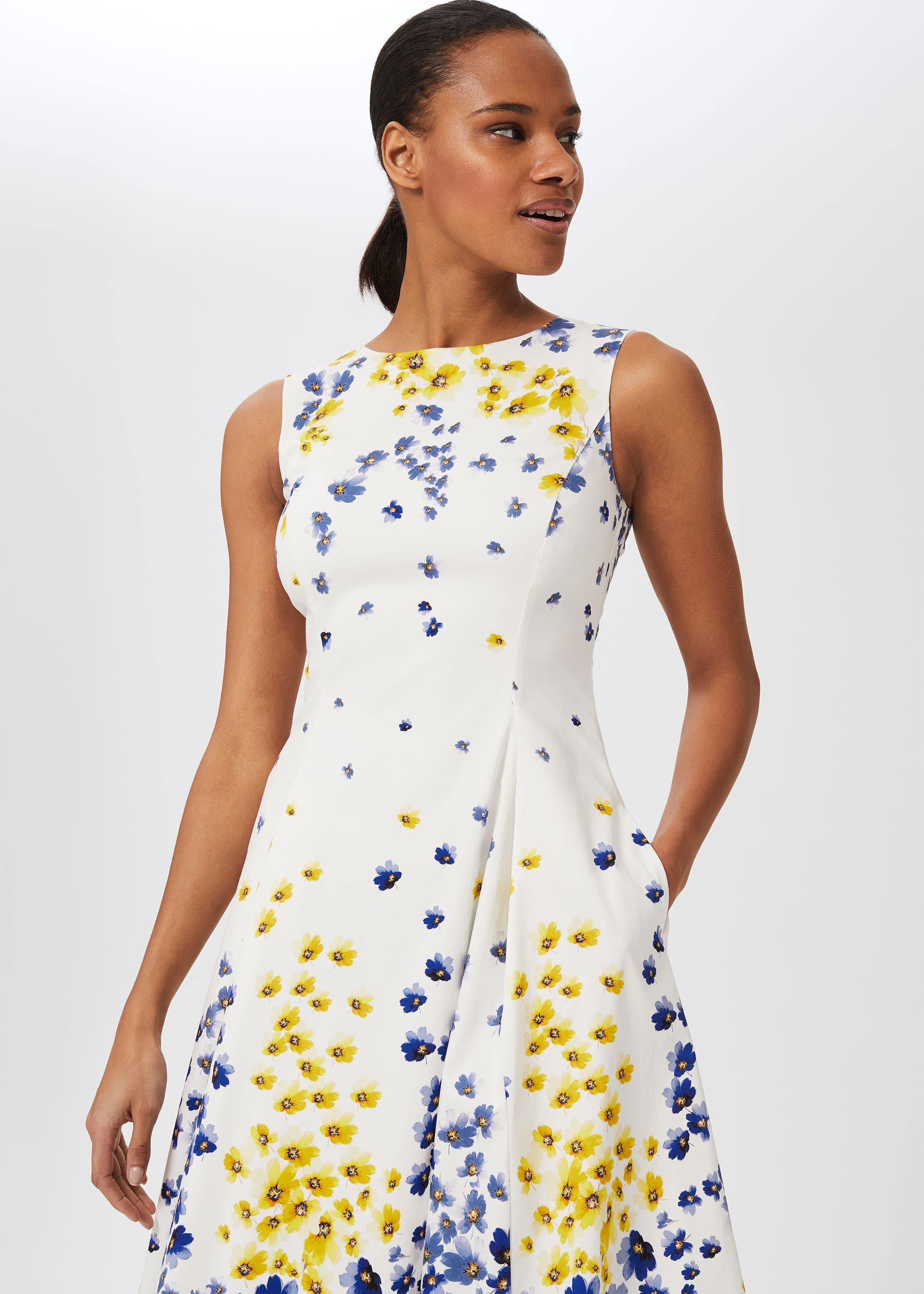 Cleo Cotton Blend Floral Dress, Ivory Multi, hi-res