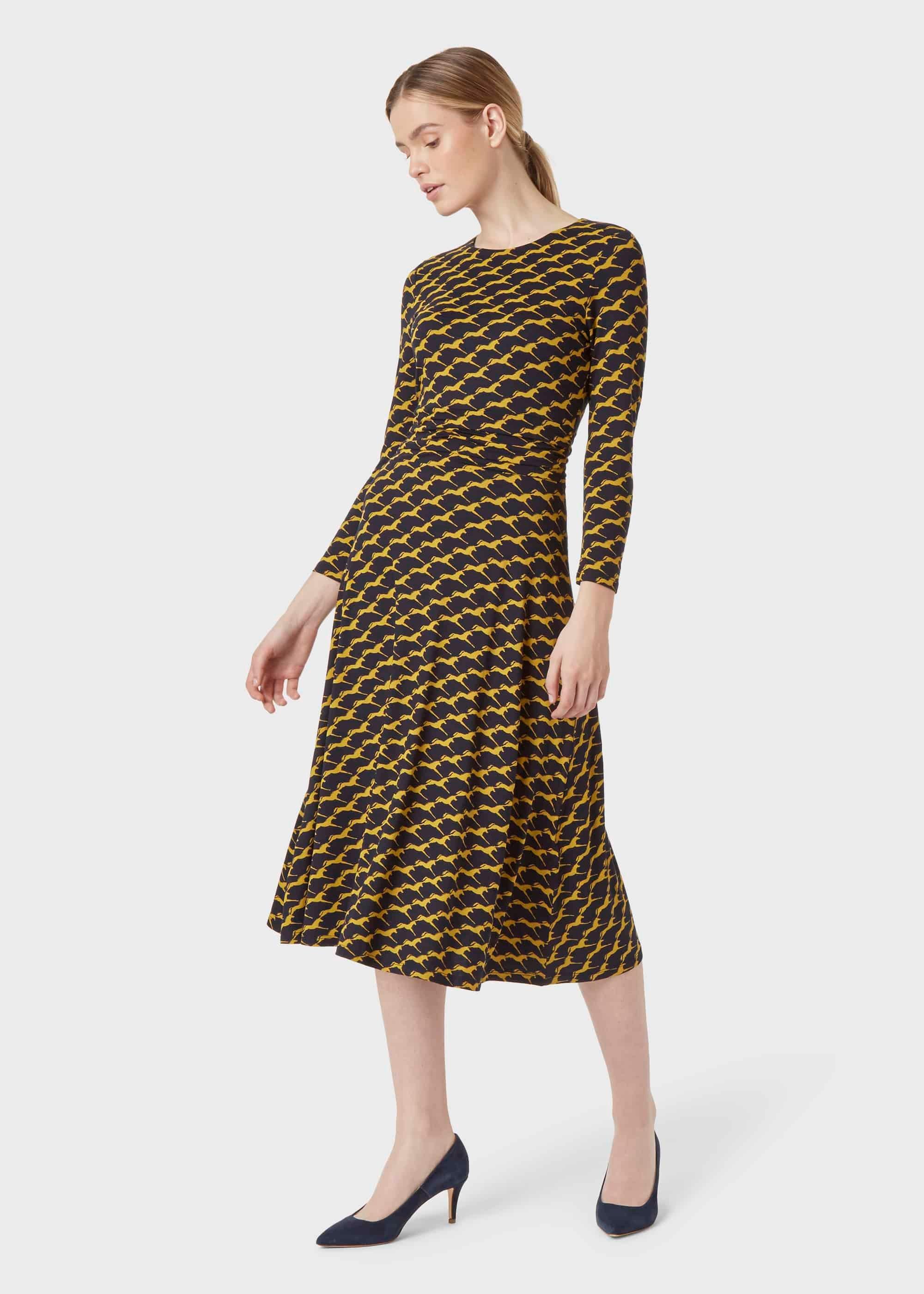 Bayview Midi Dress, Navy Chartreuse, hi-res