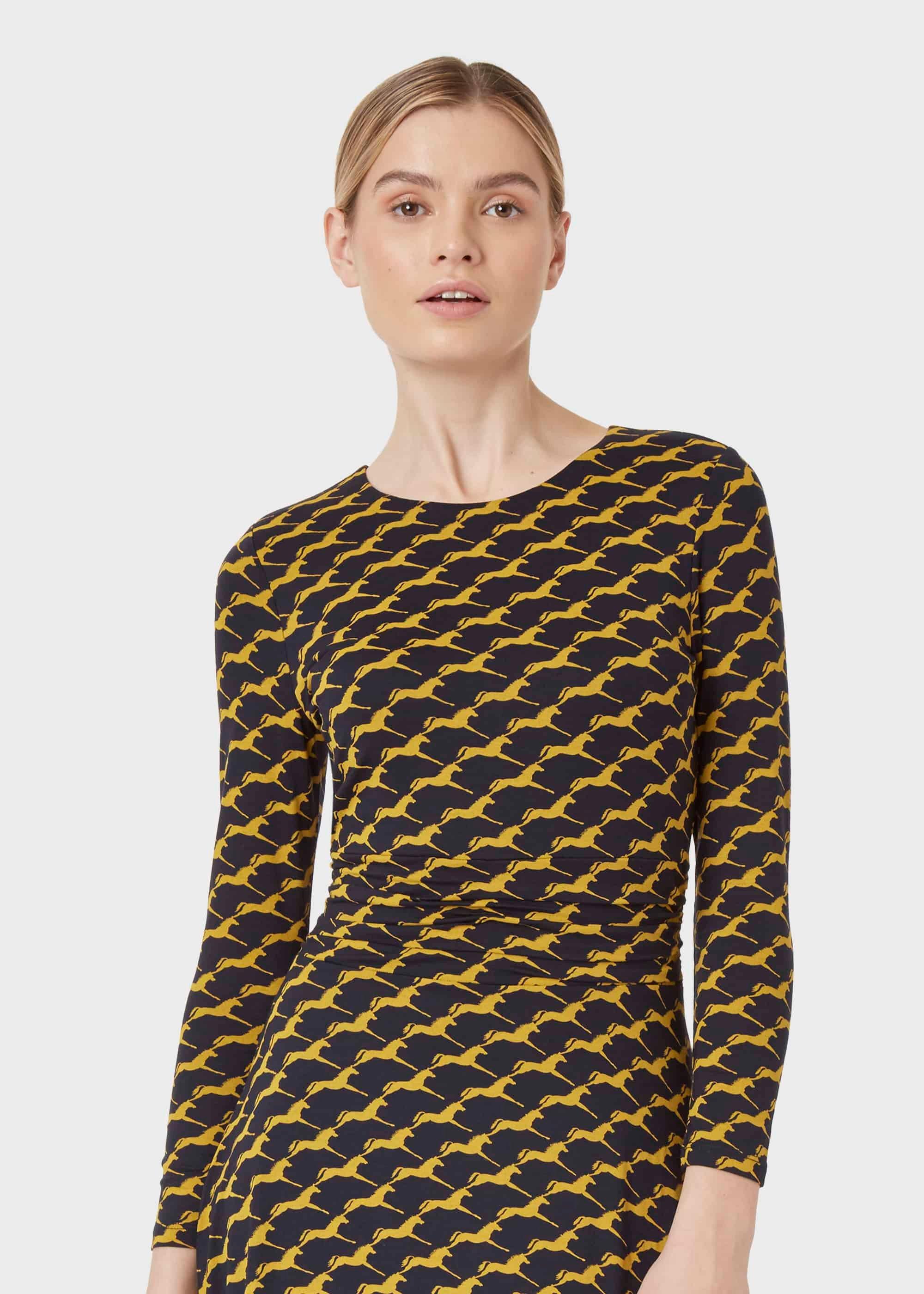 Bayview Midi Dress, Navy Chartreuse, hi-res
