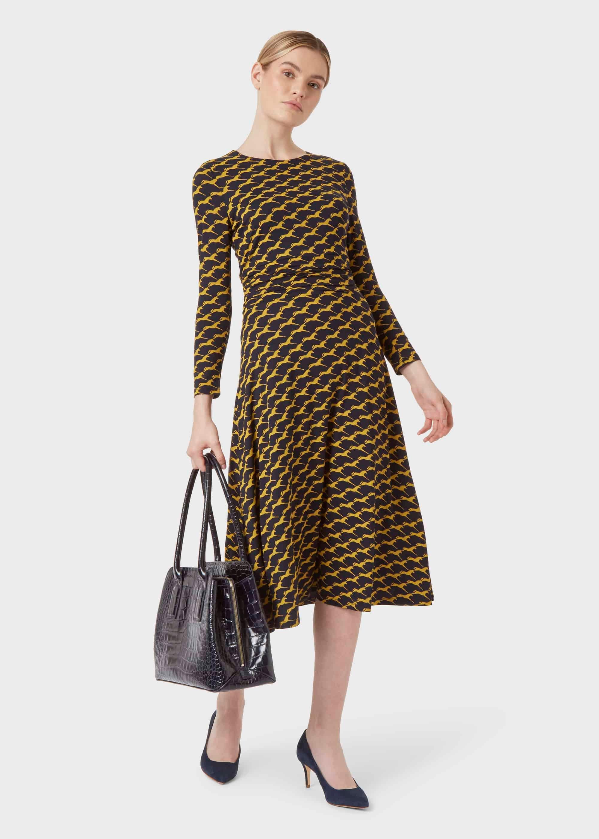 Bayview Midi Dress, Navy Chartreuse, hi-res