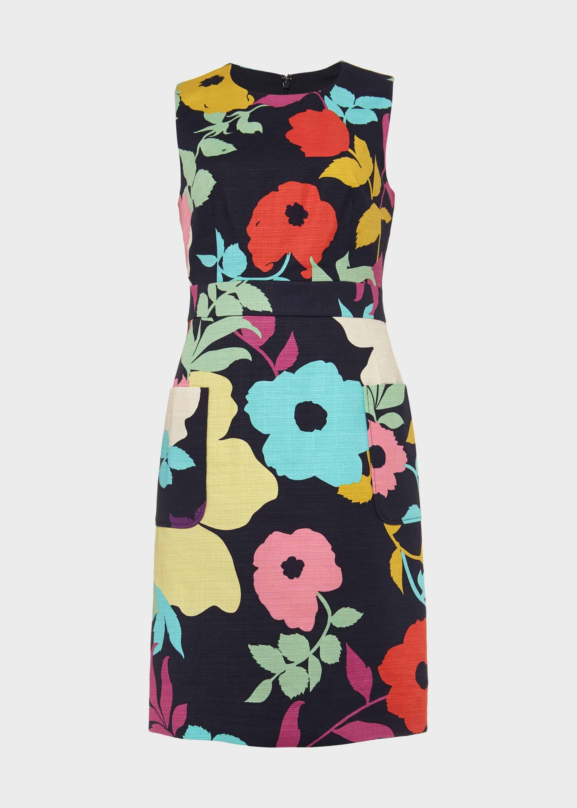 Allison Cotton Blend Floral Shift Dress, Navy Multi, hi-res