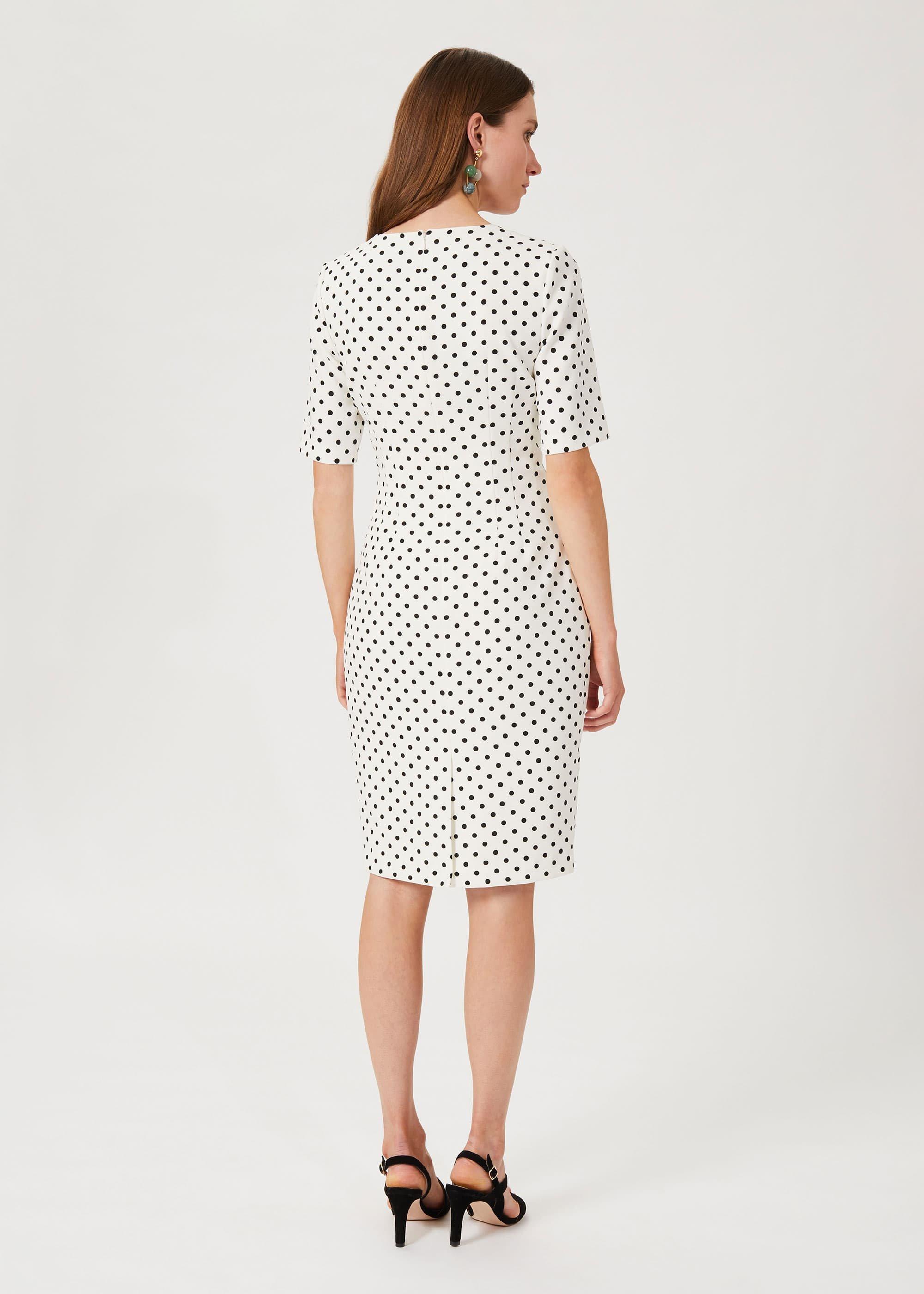 Astraea Spot Square Neck Shift Dress, Ivory Black, hi-res