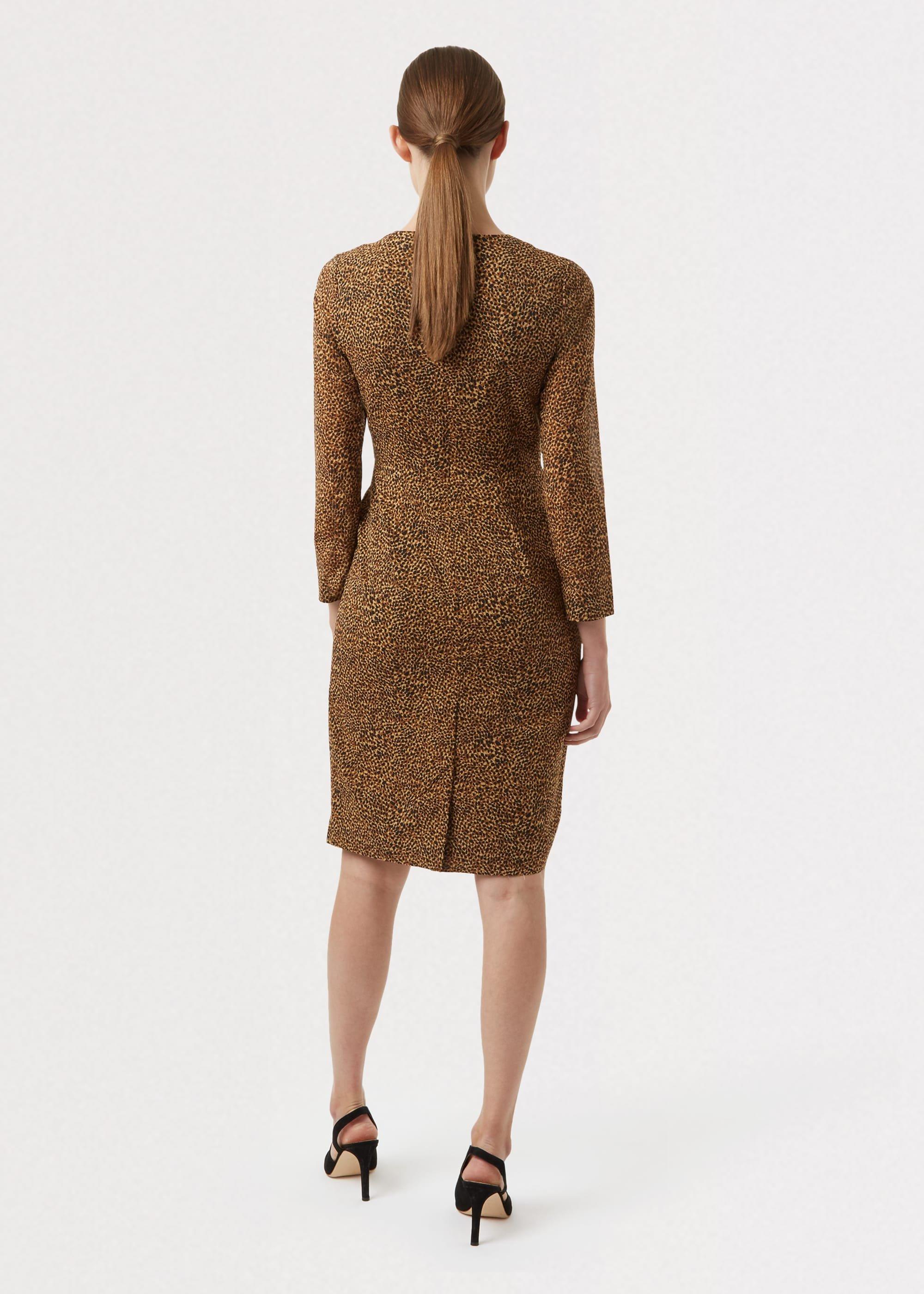 Trina Silk Blend Animal Print Dress, Chocolate Multi, hi-res