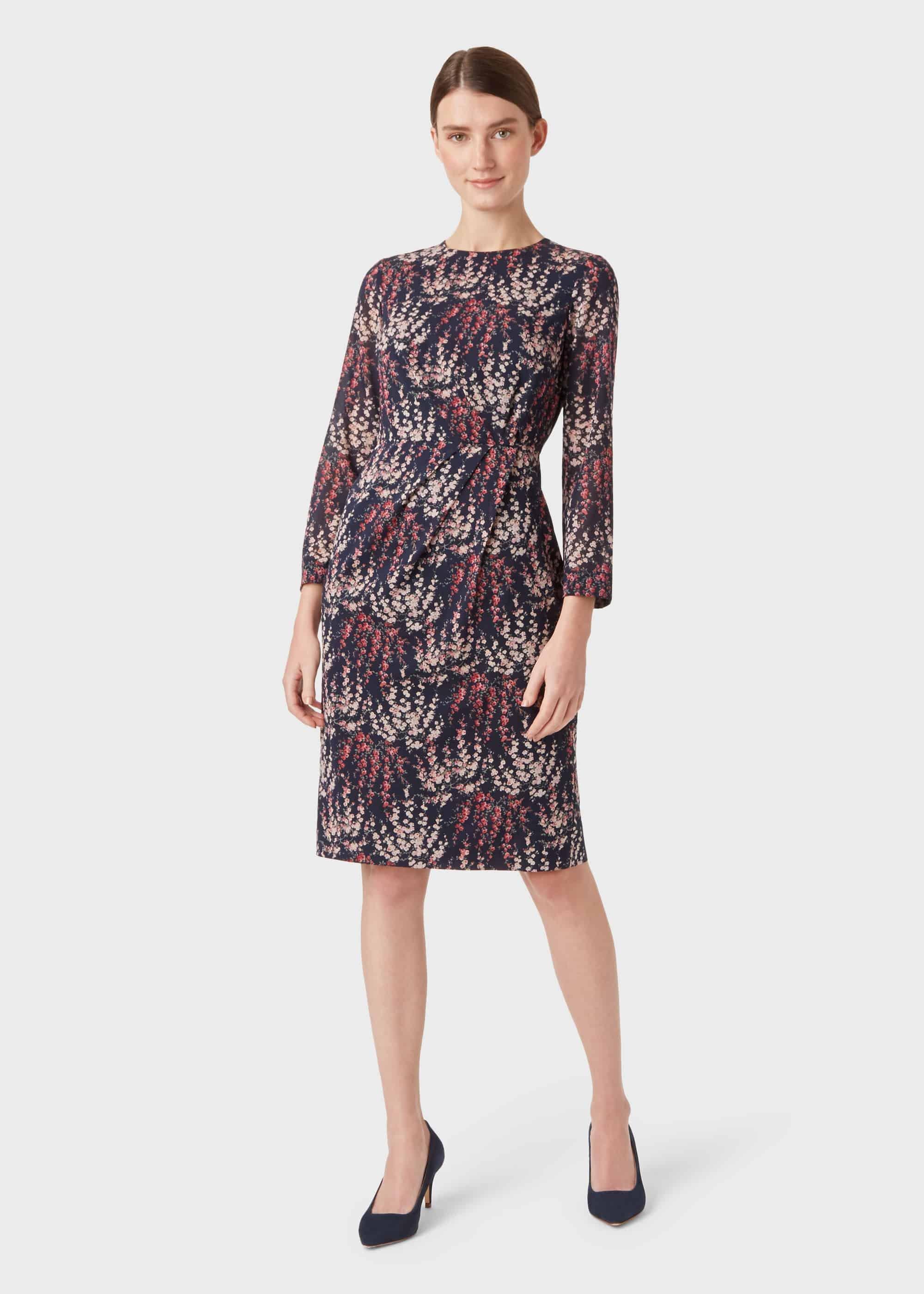  Trina Silk Blend Floral Dress, Midnight Rose, hi-res