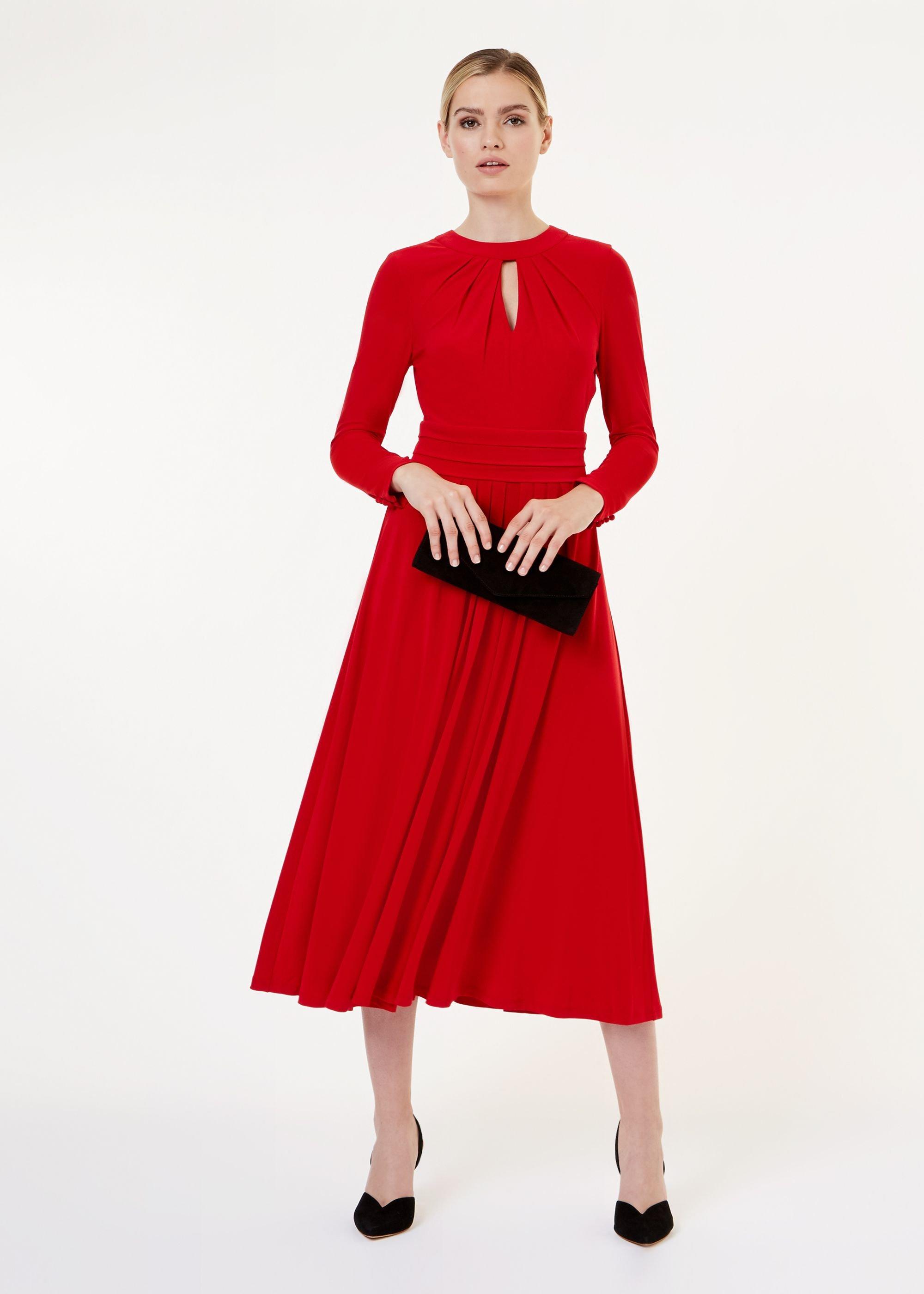 Suri Jersey Fit And Flare Dress, Red, hi-res