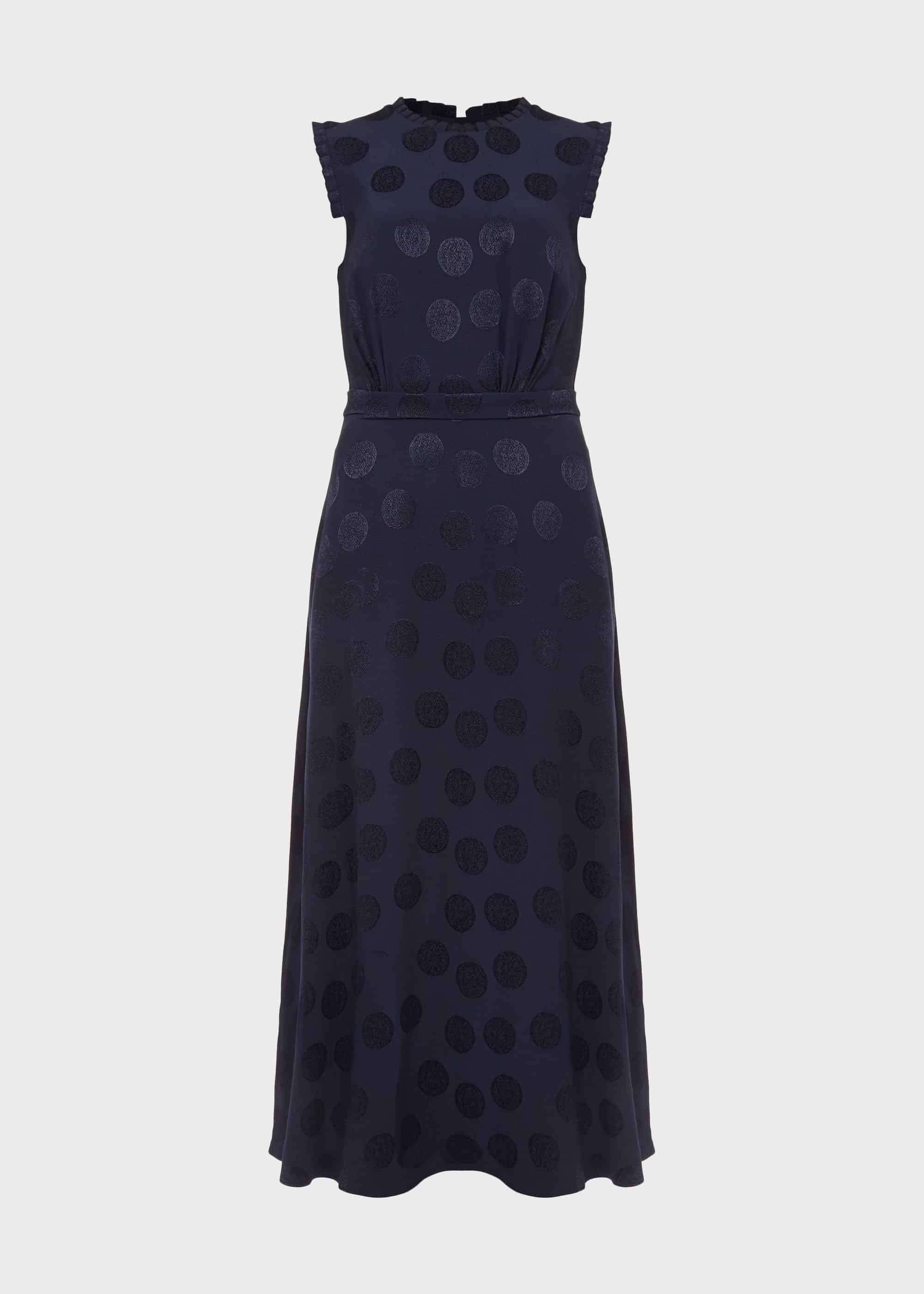 Ashley Jacquard Spot Dress, Midnight, hi-res