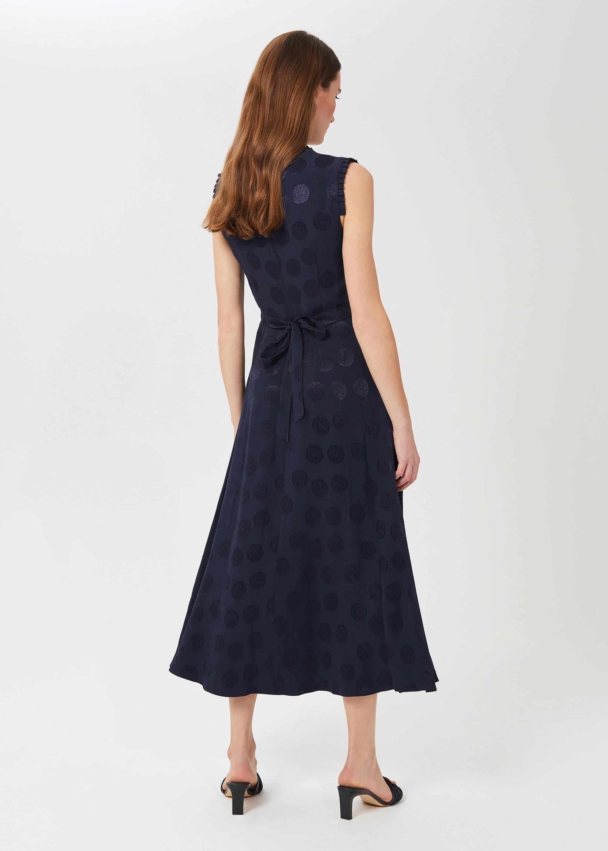 Ashley Jacquard Spot Dress, Midnight, hi-res