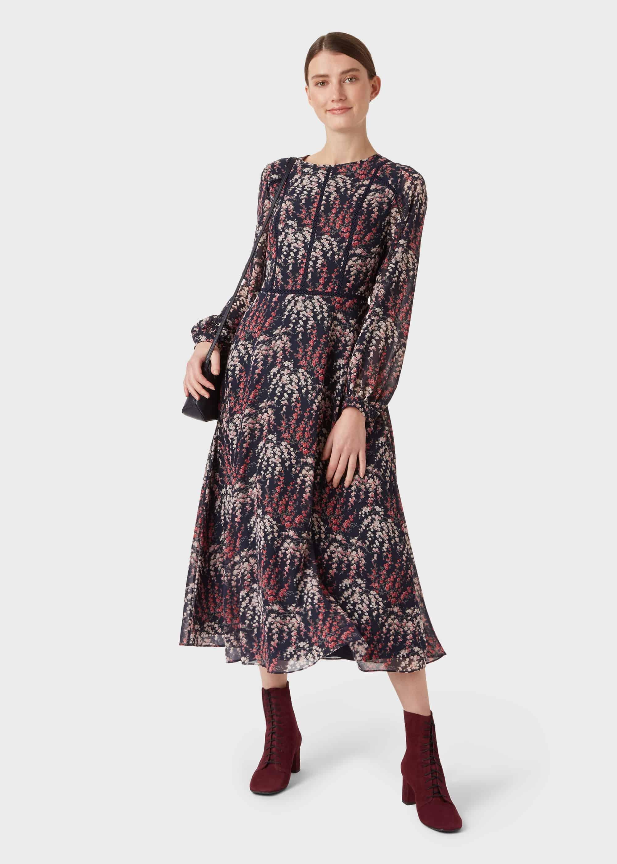 Eden Floral Tea Dress, Midnight Rose, hi-res