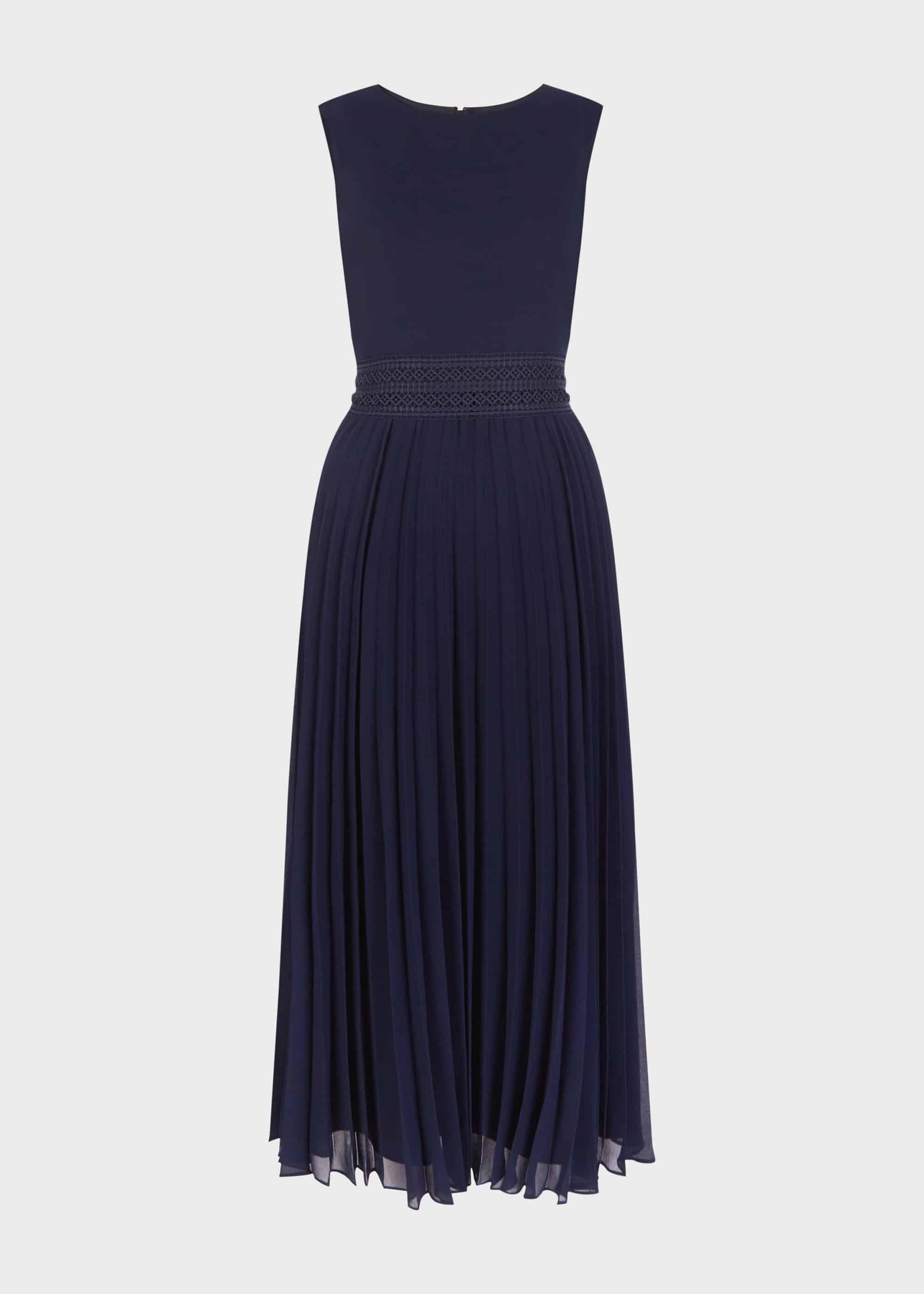 Bridgette Pleated Fit And Flare Dress, Midnight, hi-res
