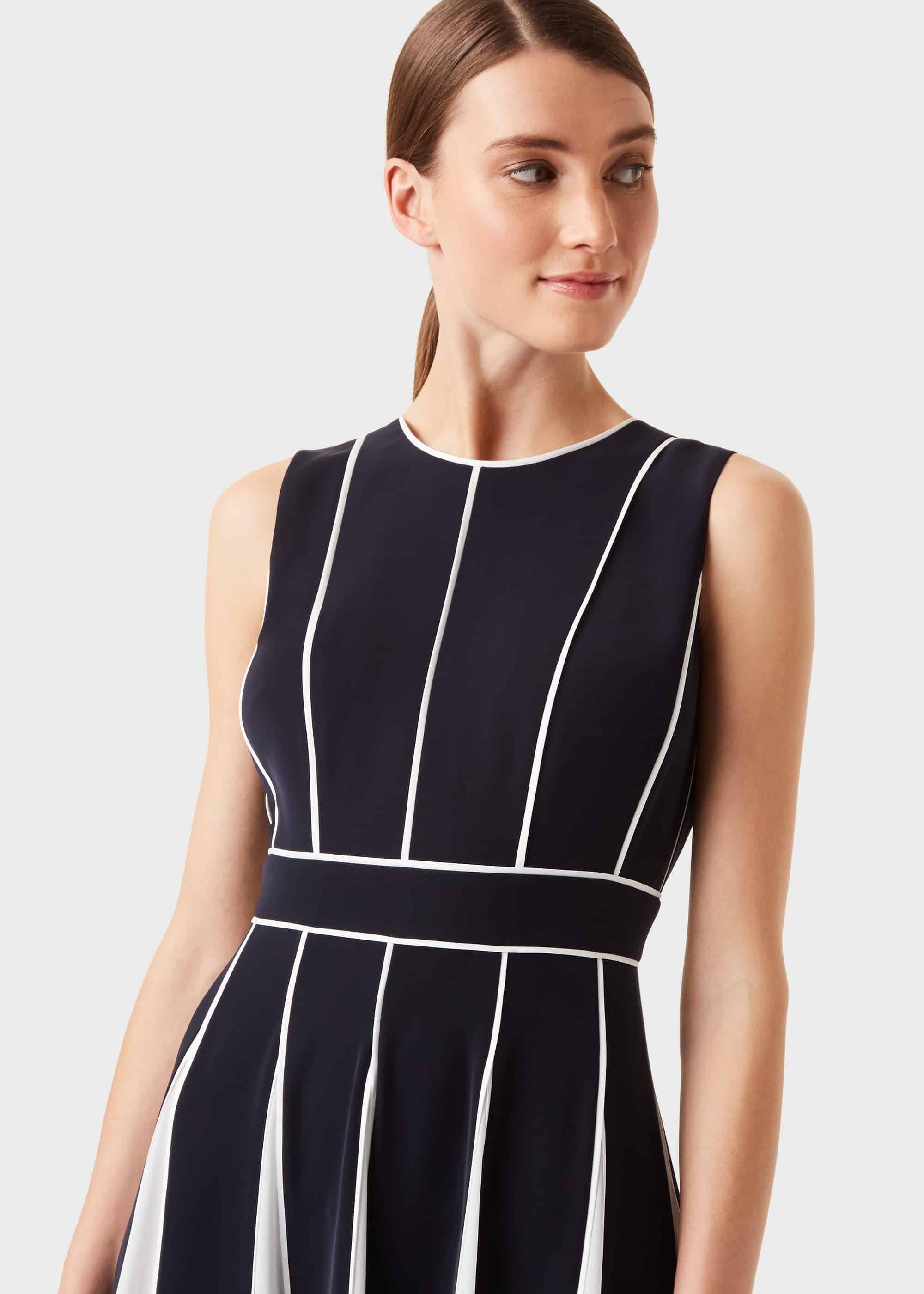 Grace Fit And Flare Midi Dress, Navy Ivory, hi-res