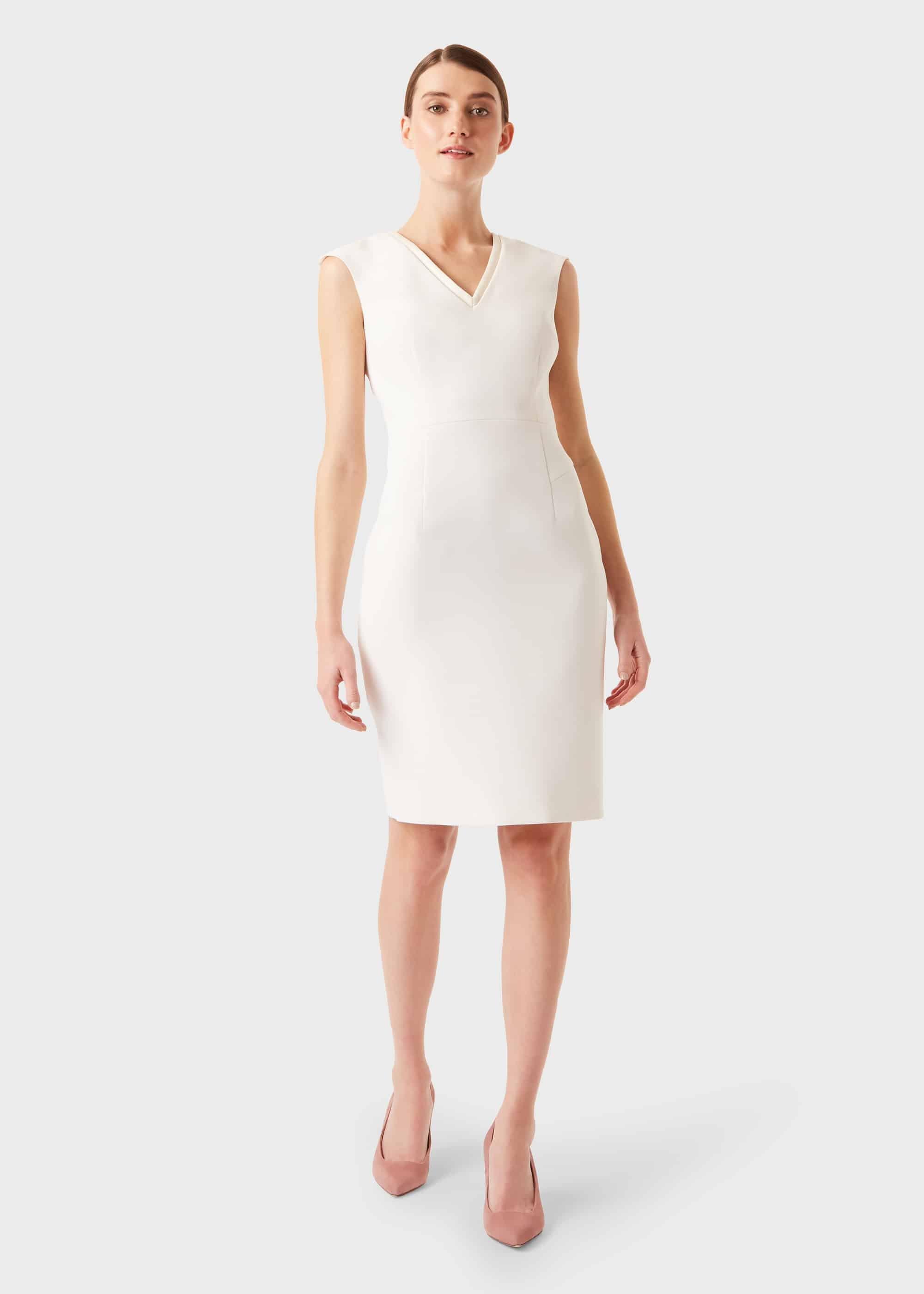 Frida V Neck  Shift Dress, Ivory, hi-res