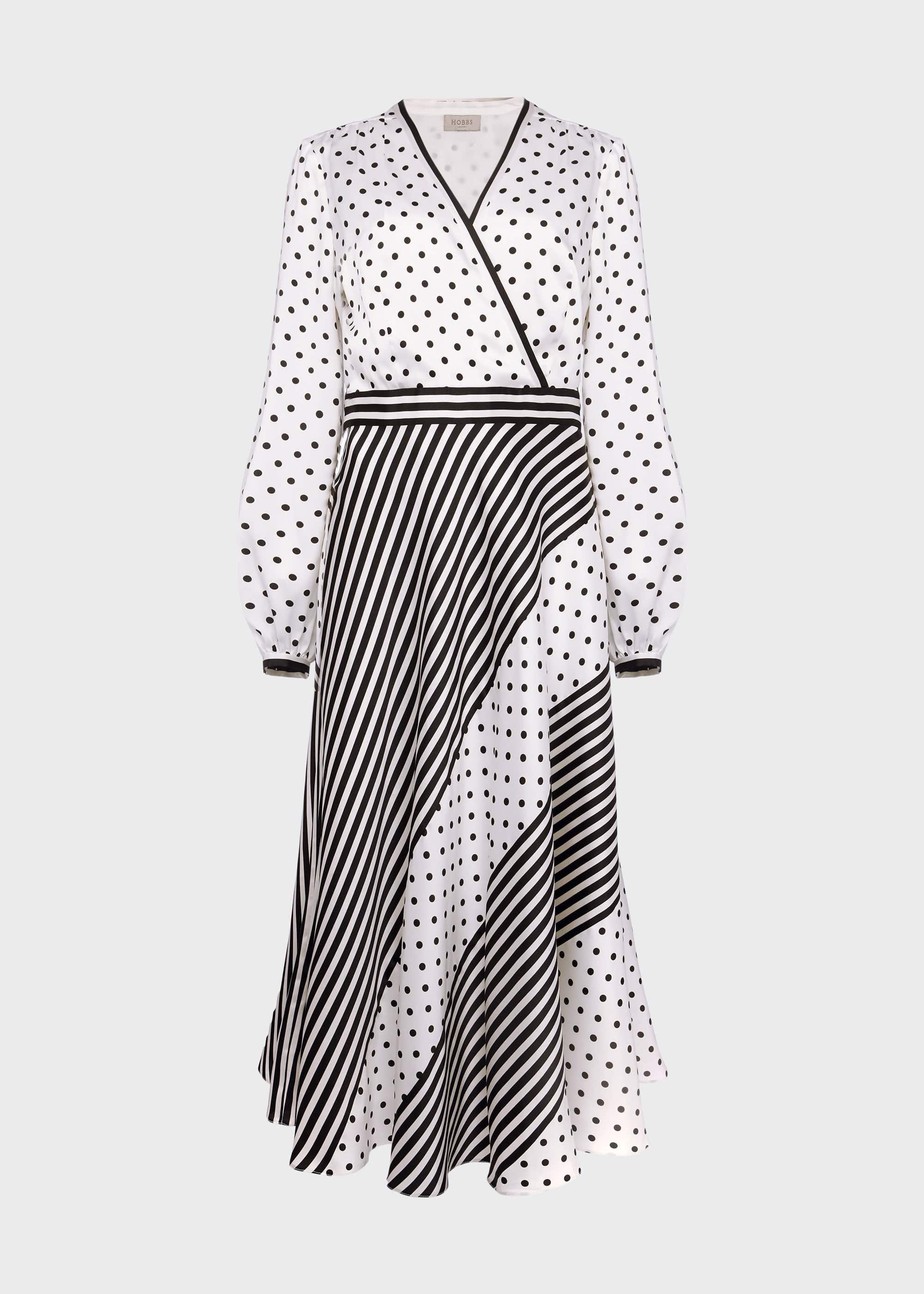 Imogen Spot Stripe Dress, Ivory Black, hi-res