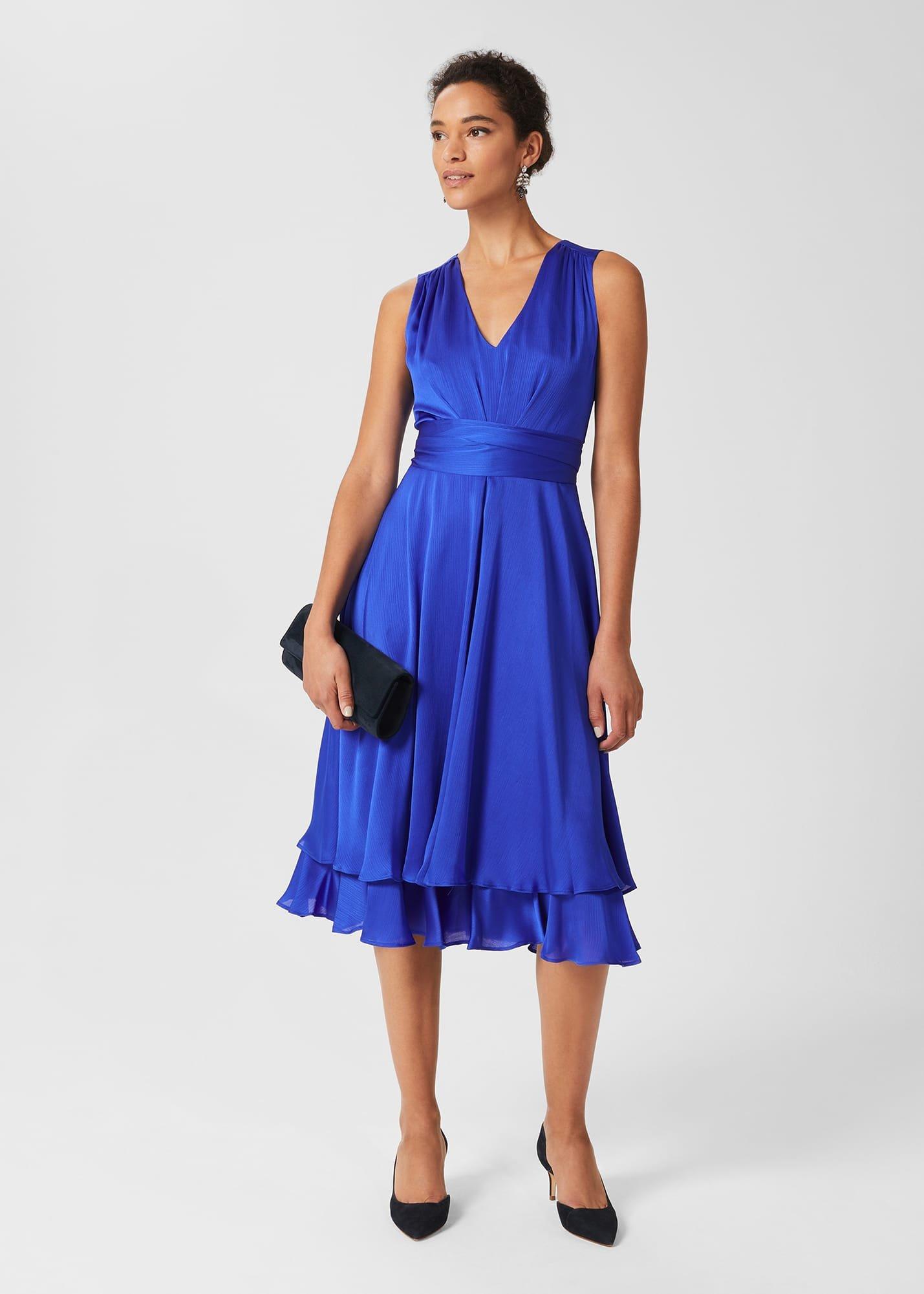 Viola V Neck Dress, Cobalt, hi-res