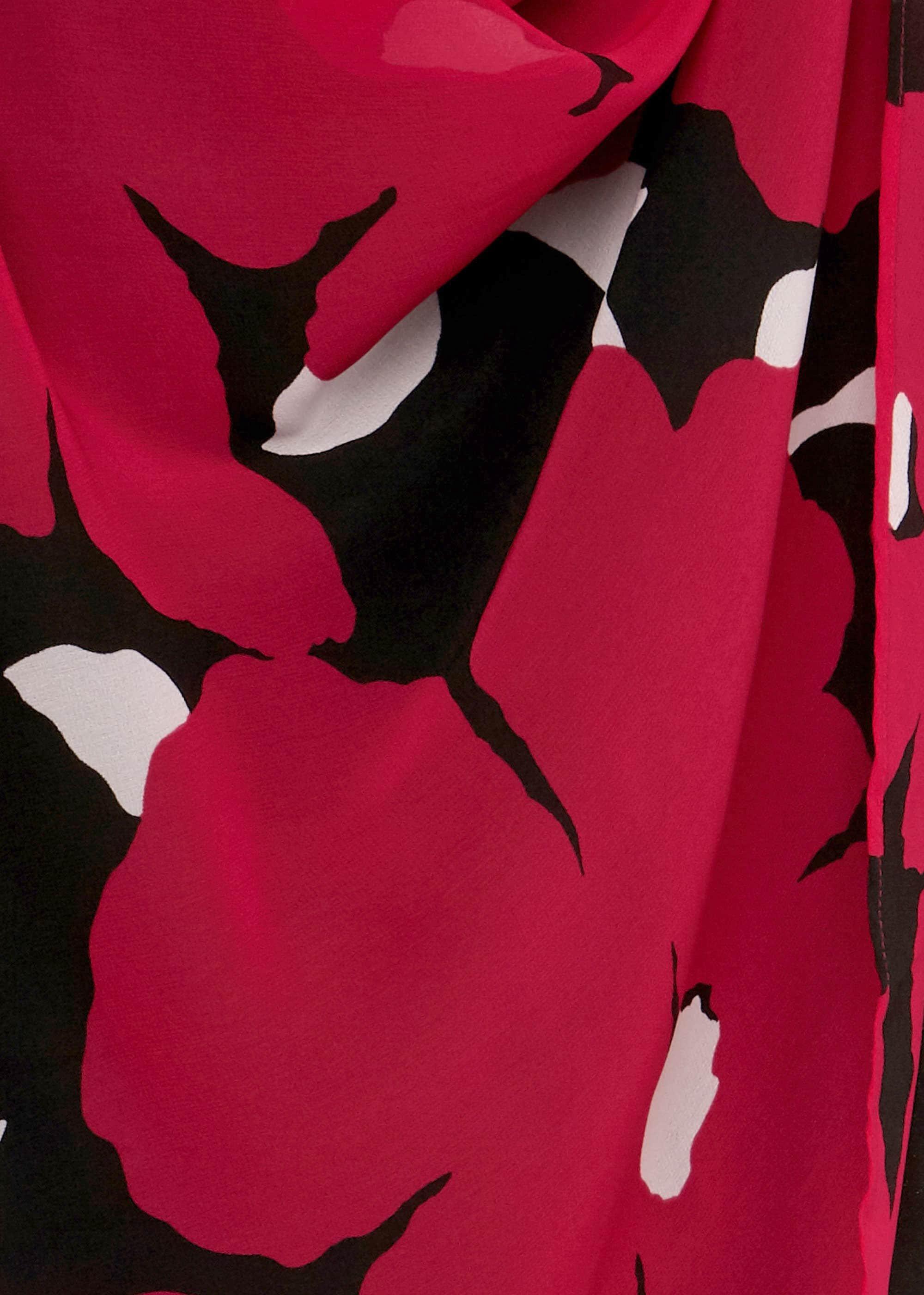 Carly Floral Midi Dress, Black Pink, hi-res