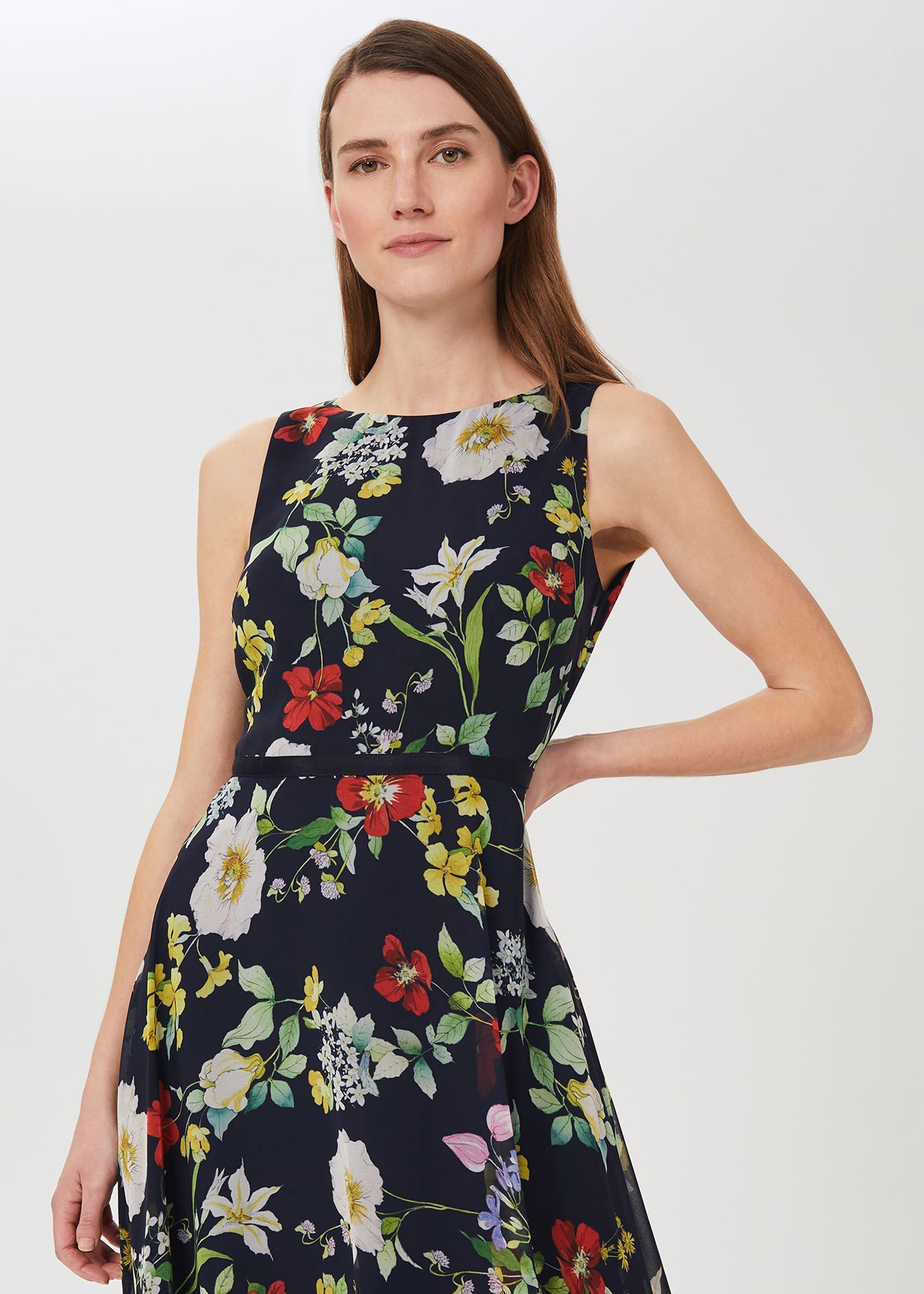 Carly Floral Midi Dress, Midnight Multi, hi-res