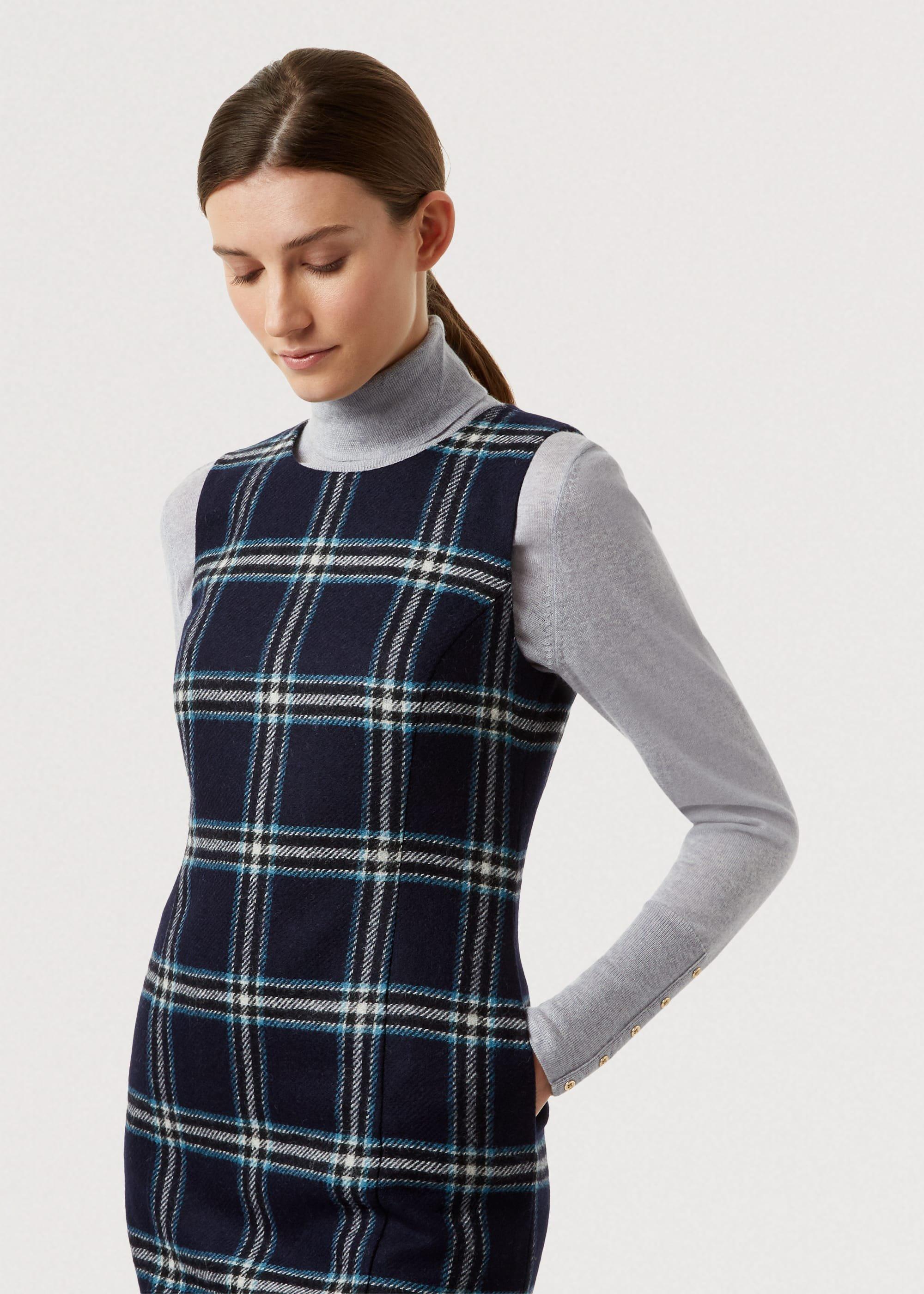 Robbie Wool Dress, Navy Multi, hi-res