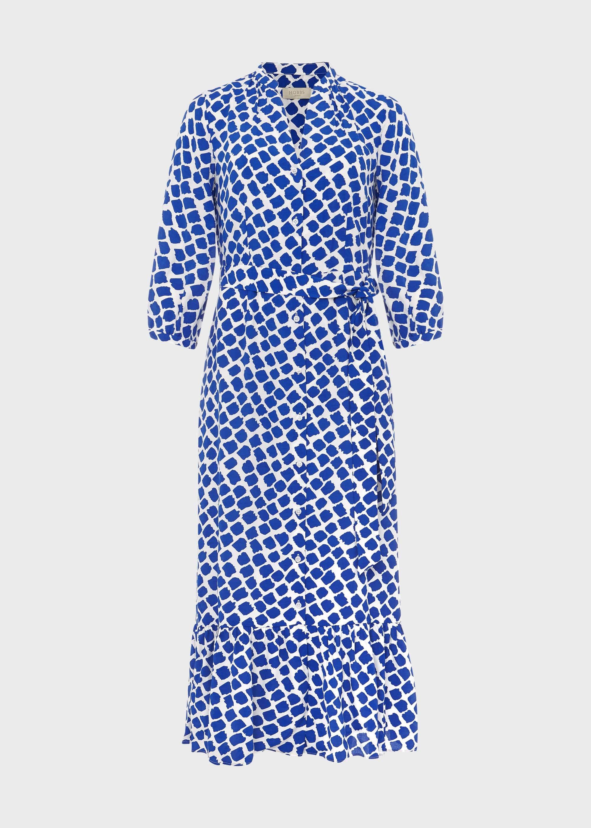 Magda Spot Shirt Dress, Cobalt White, hi-res