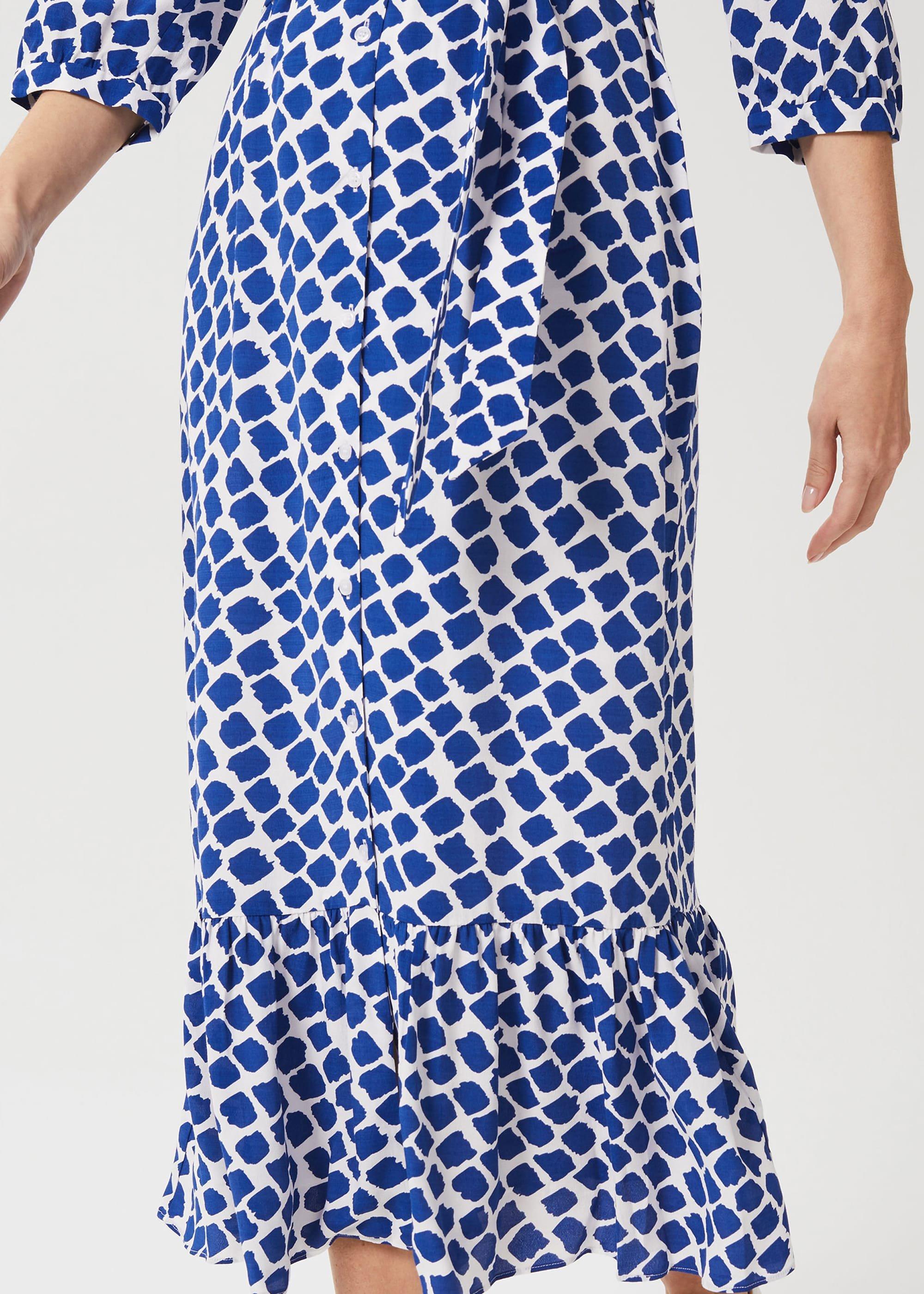 Magda Spot Shirt Dress, Cobalt White, hi-res