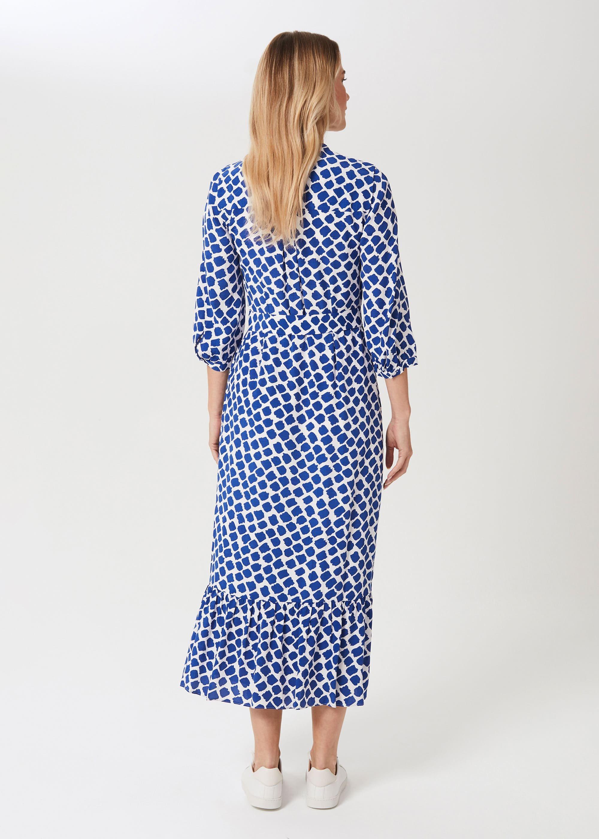 Magda Spot Shirt Dress, Cobalt White, hi-res