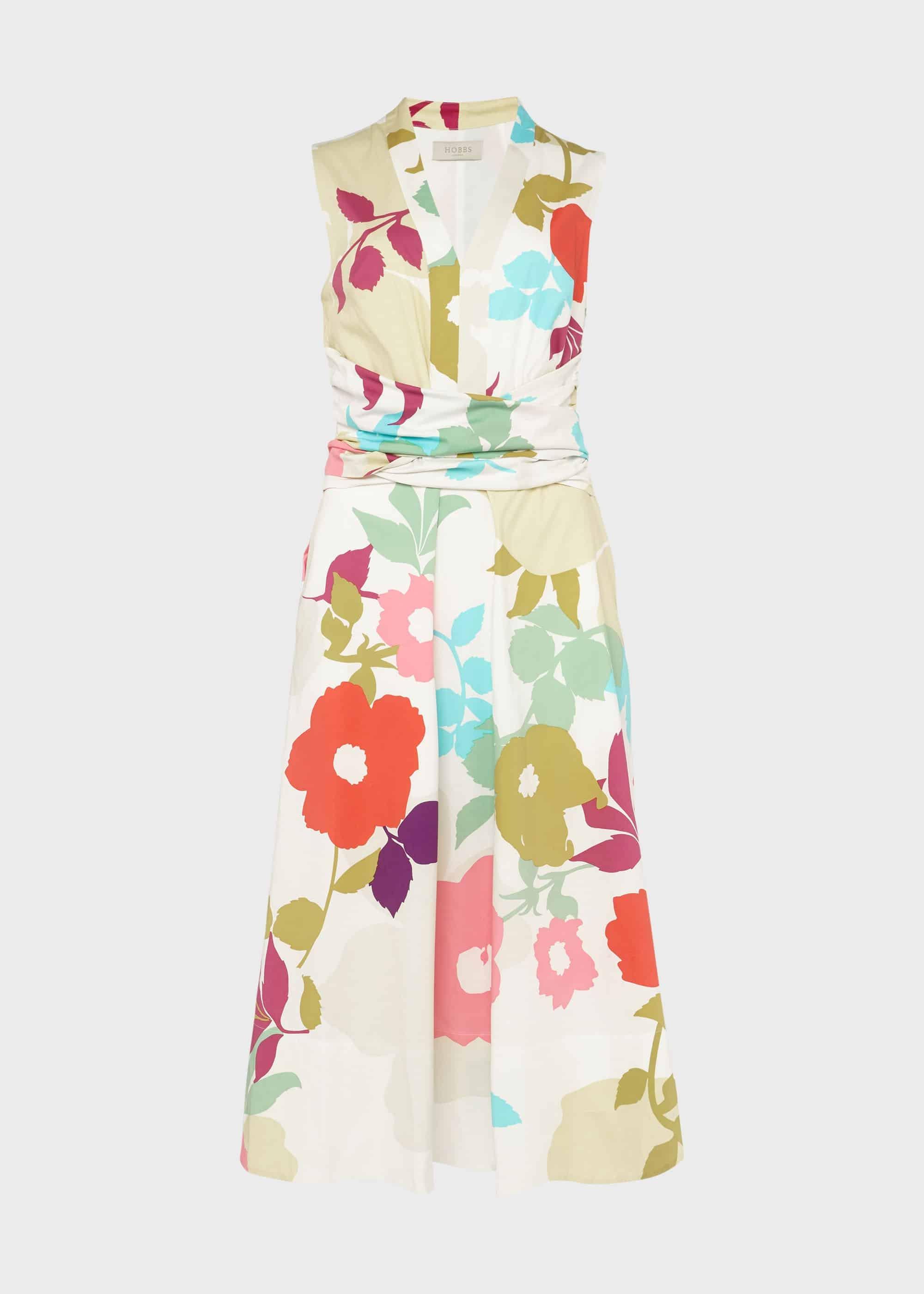 Marie Floral Midi Dress, White Multi, hi-res
