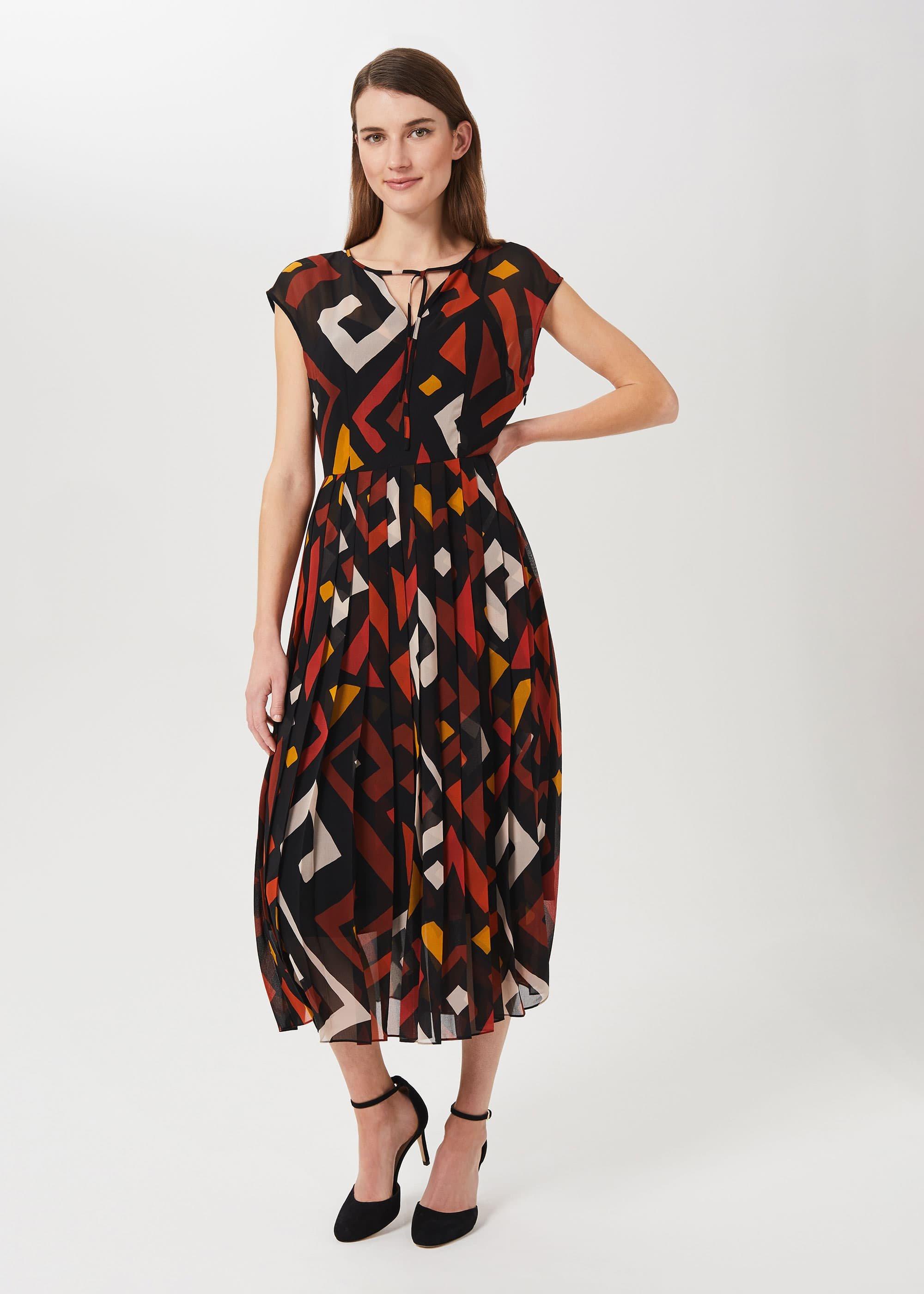 Arianna Printed Midi Dress, Multi, hi-res