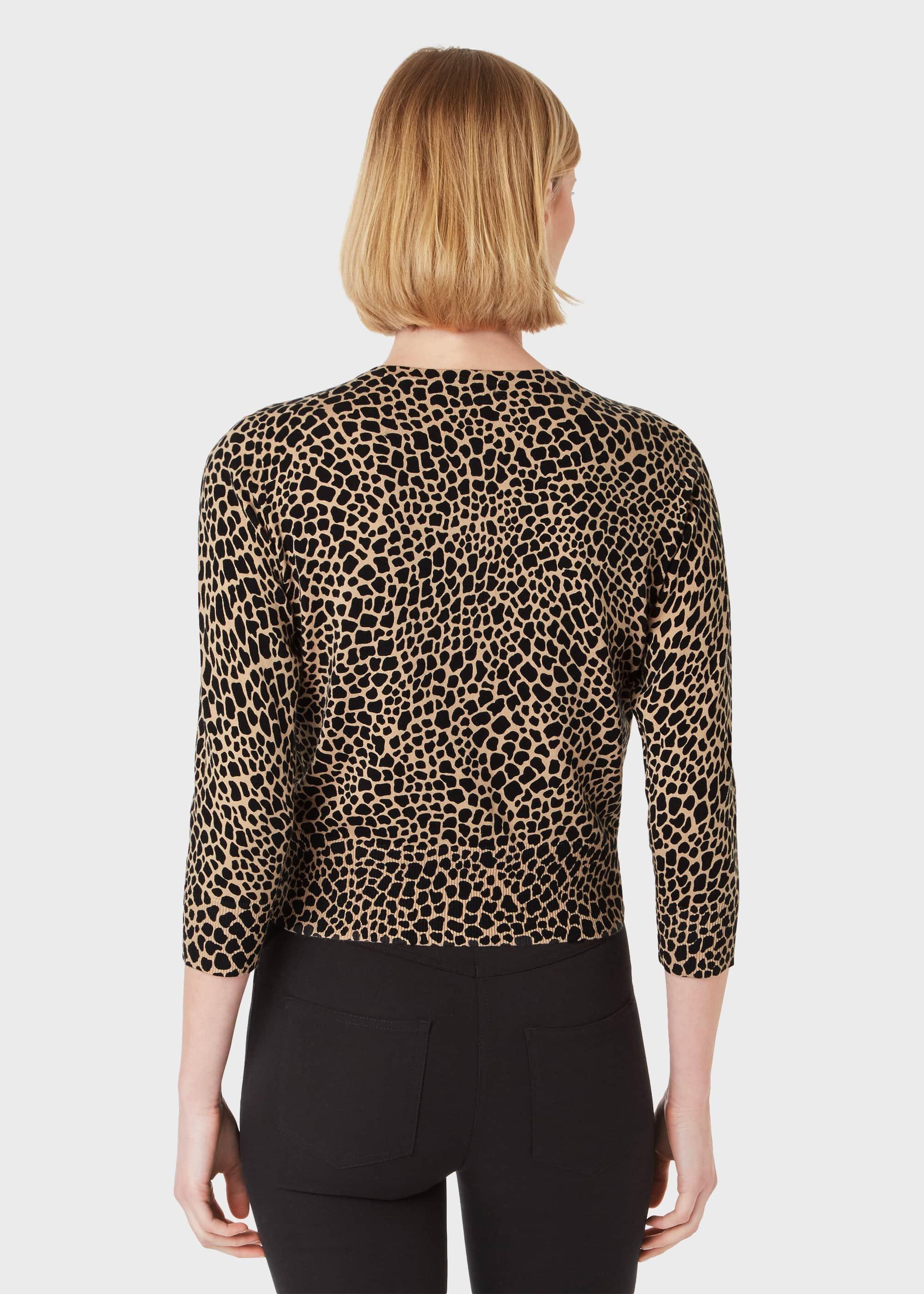 Paula Cotton Blend Printed Cardigan, Black Camel, hi-res